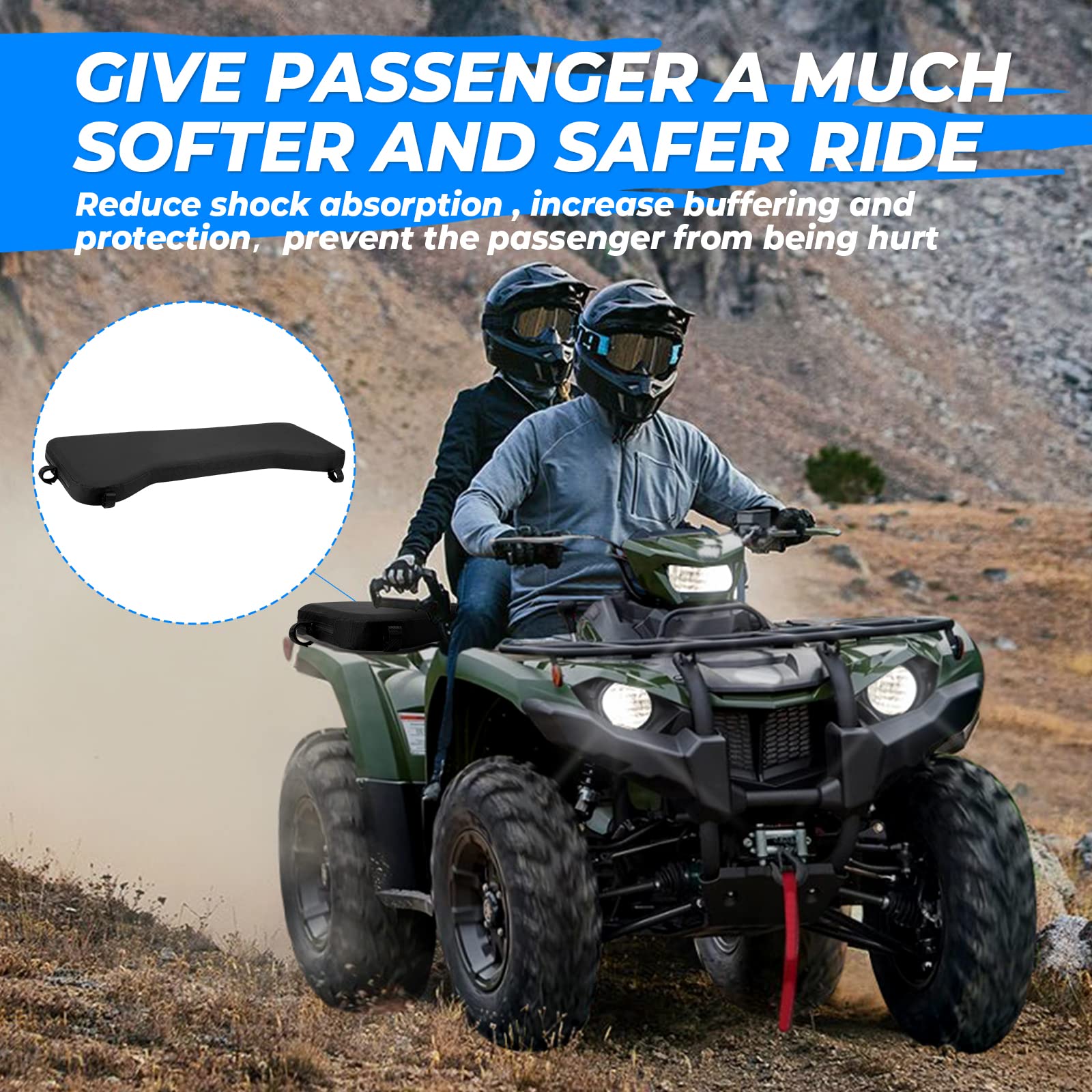 Kemimoto Atv Rack Pad, Four Wheeler Rack Seat Cushion For Passenger Compatible With Fourtrax Foreman Rancher Kawasaki Brute Forc
