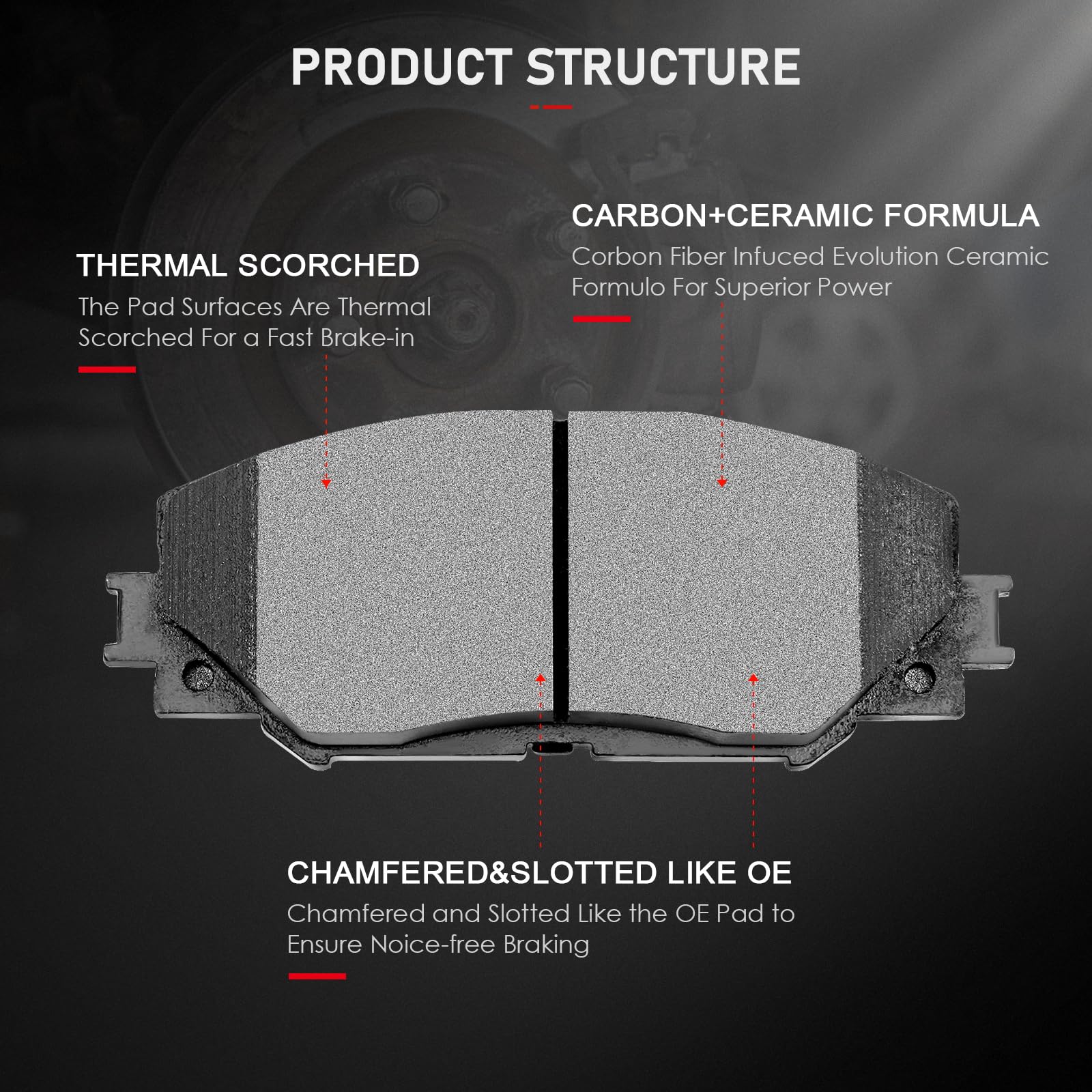 Cciyu D1210 Front Ceramic Brake Pads Kits 4Pcs Fit For 10-12 For Lexus Hs250H,09-10 For Pontiac Vibe,08-15 For Scion Xb,08-14 Fo