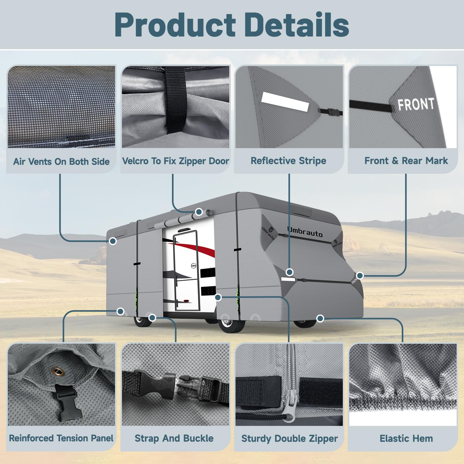 Umbrauto Class C Rv Cover Fits 29-32Ft Motorhome Upgraded Heavy Duty 7 Layers Top Windproof Breathable Class C Motorhome Camper