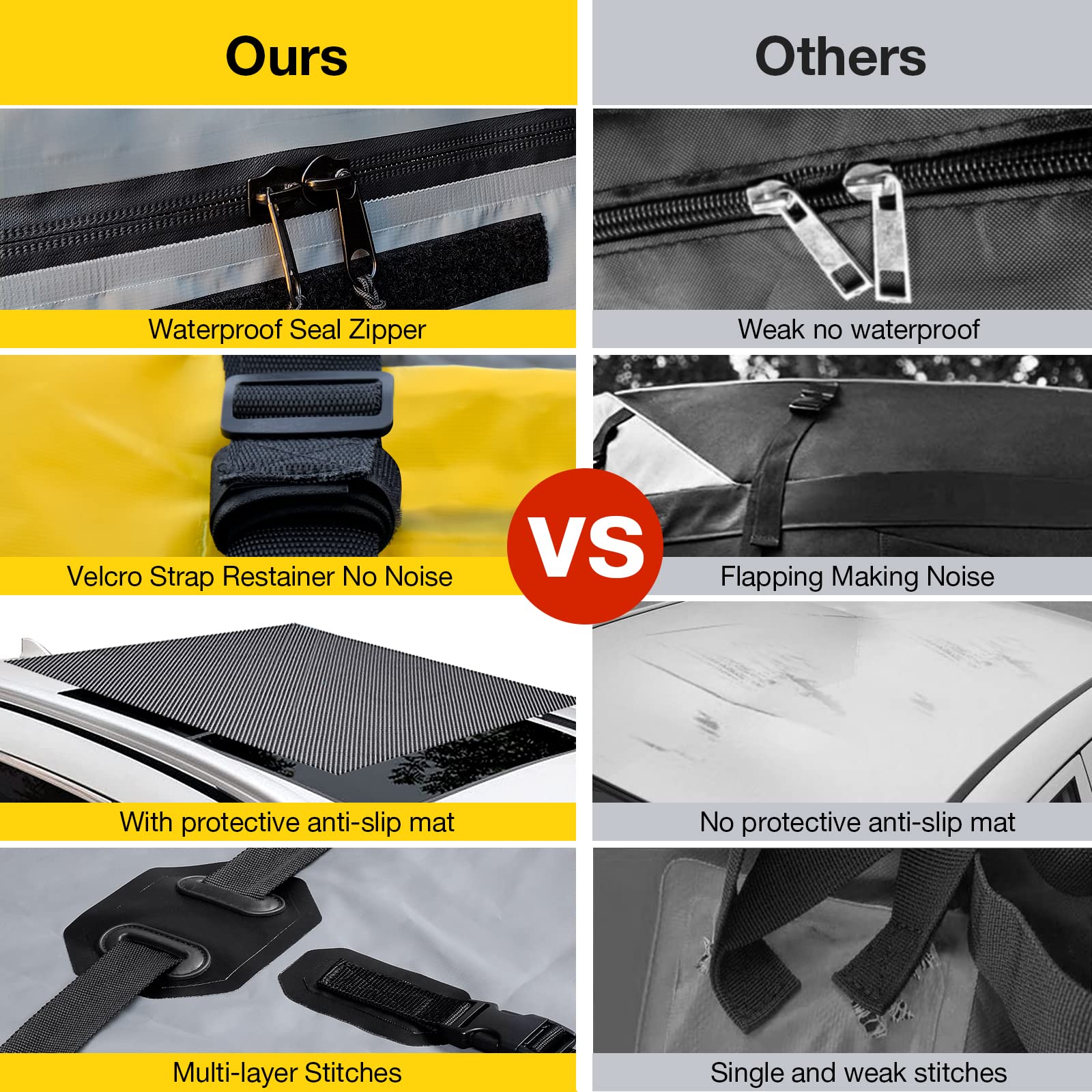 Car Roof Bag Rooftop Cargo Carrier, 21 Cubic Feet Waterproof Roof Luggage Cargo Carrier Bag With Anti-Slip Mat For All Cars Vehicles Suv With/Without Rack (With 2Pcs 4M Ratchet Straps)…