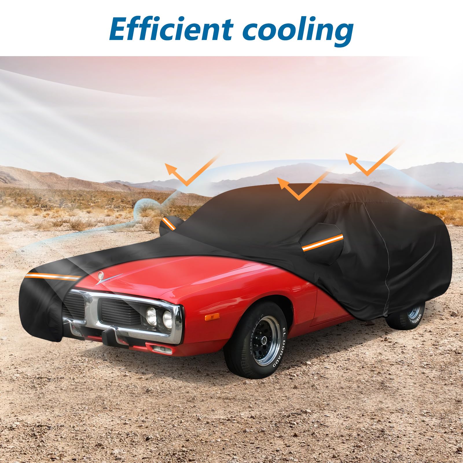 Car Cover For Dodge Charger 1968-1974, Waterproof 210D Oxford Cloth And Cotton Cover Outdoor Full Car Covers With Zipper Windpro