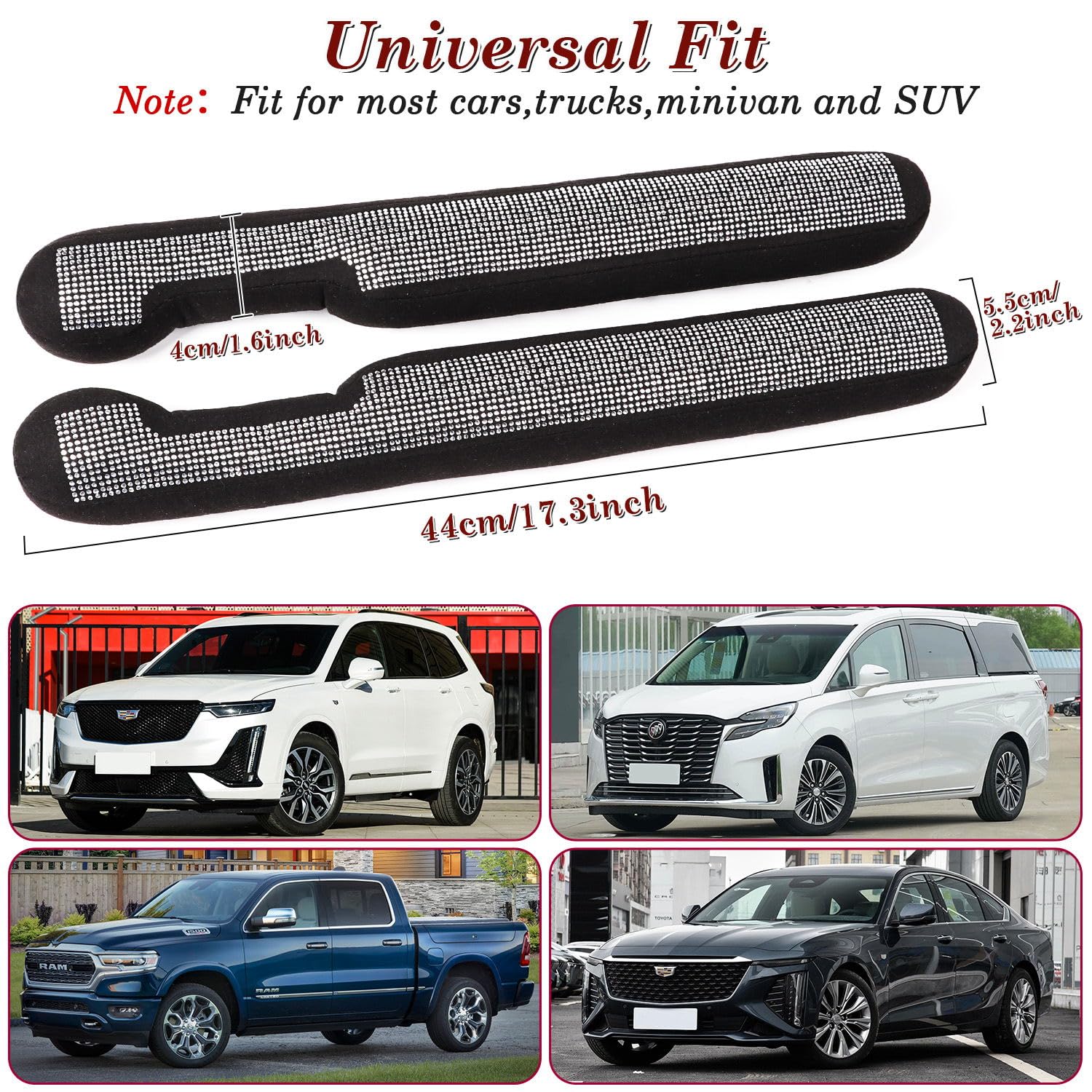 Tobequeen Bling Car Seat Gap Filler Universal Fit For Car Suv Truck, Set Of 2 Handmade Crystal Diamond Rhinestone Seat Gap Block