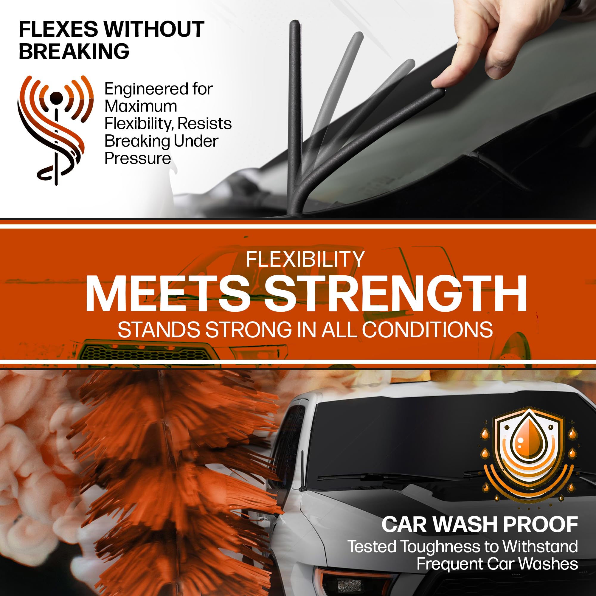 Antennamastsrus Short Antenna Replacement For Ford F-250 (2017-2025) Usa Stainless Steel Threading, Car Wash Proof, Enhanced Reception 6 3/4 Inch Rubber Truck Antenna With Internal Copper Coil