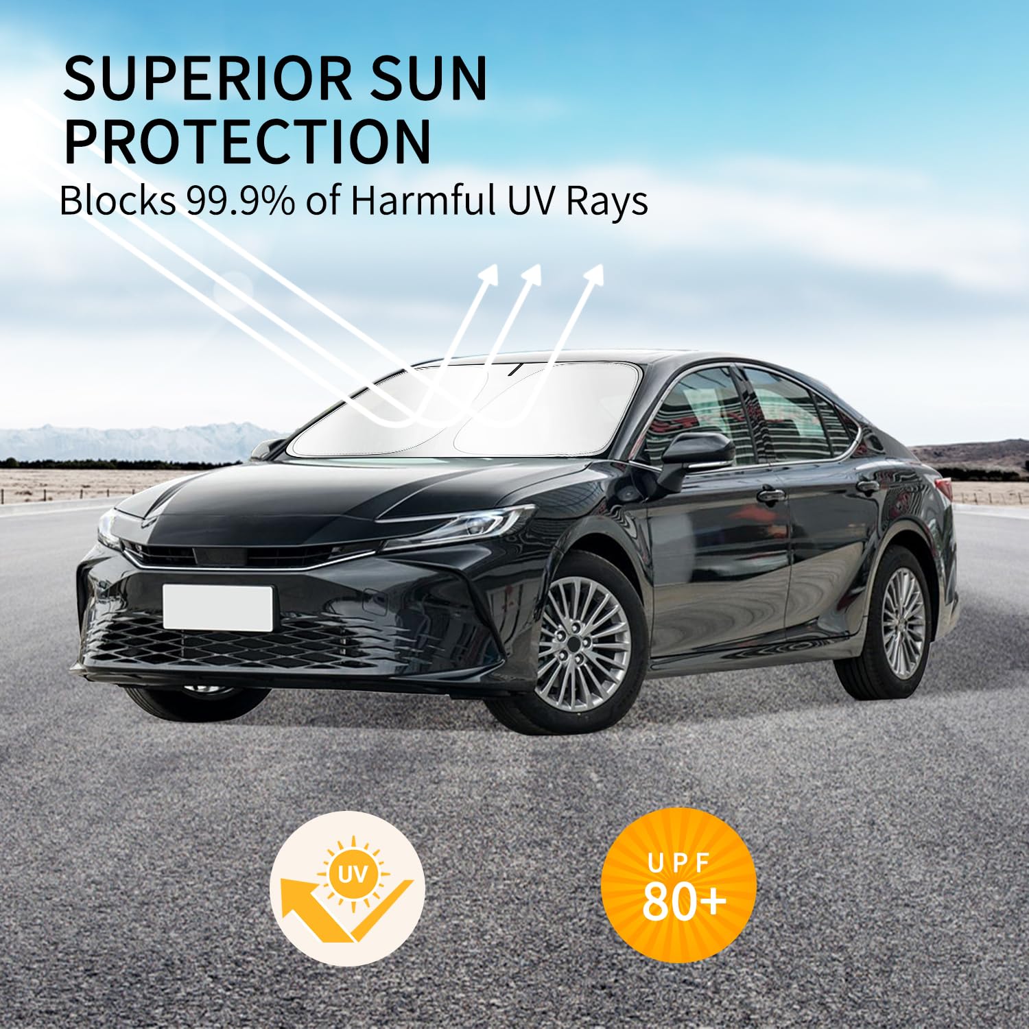 Kboise 2025 Upgrade Professional Windshield Sun Shade For Toyota Camry 2018-2025, Innovative No-Light-Pass Technology For Maximu