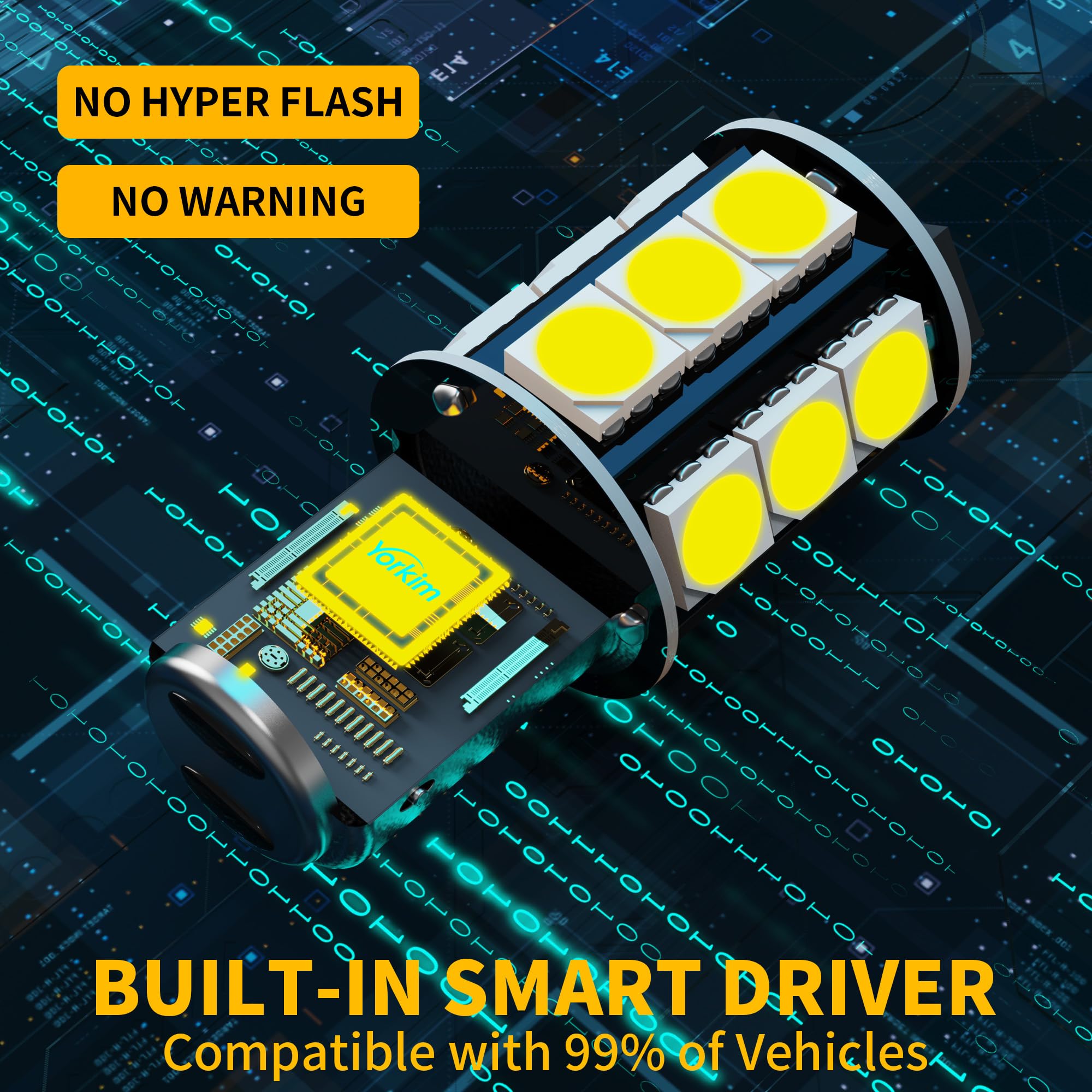 Yorkim 1157 Led Light Bulbs White Super Bright, 1157 2057 2357 7528 Bay15D Led Bulbs For Brake Lights, Backup Reverse Lights, Ta