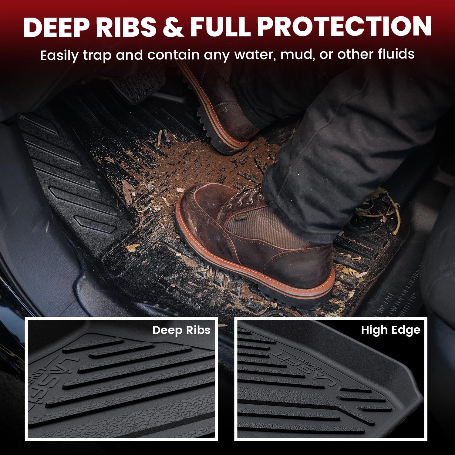 Lasfit Floor Mats & Cargo Mat For Kia Forte 2024 2023 2022 2021 2020 2019, All Weather Tpe Custom Fit Floor Liners For Kia Forte