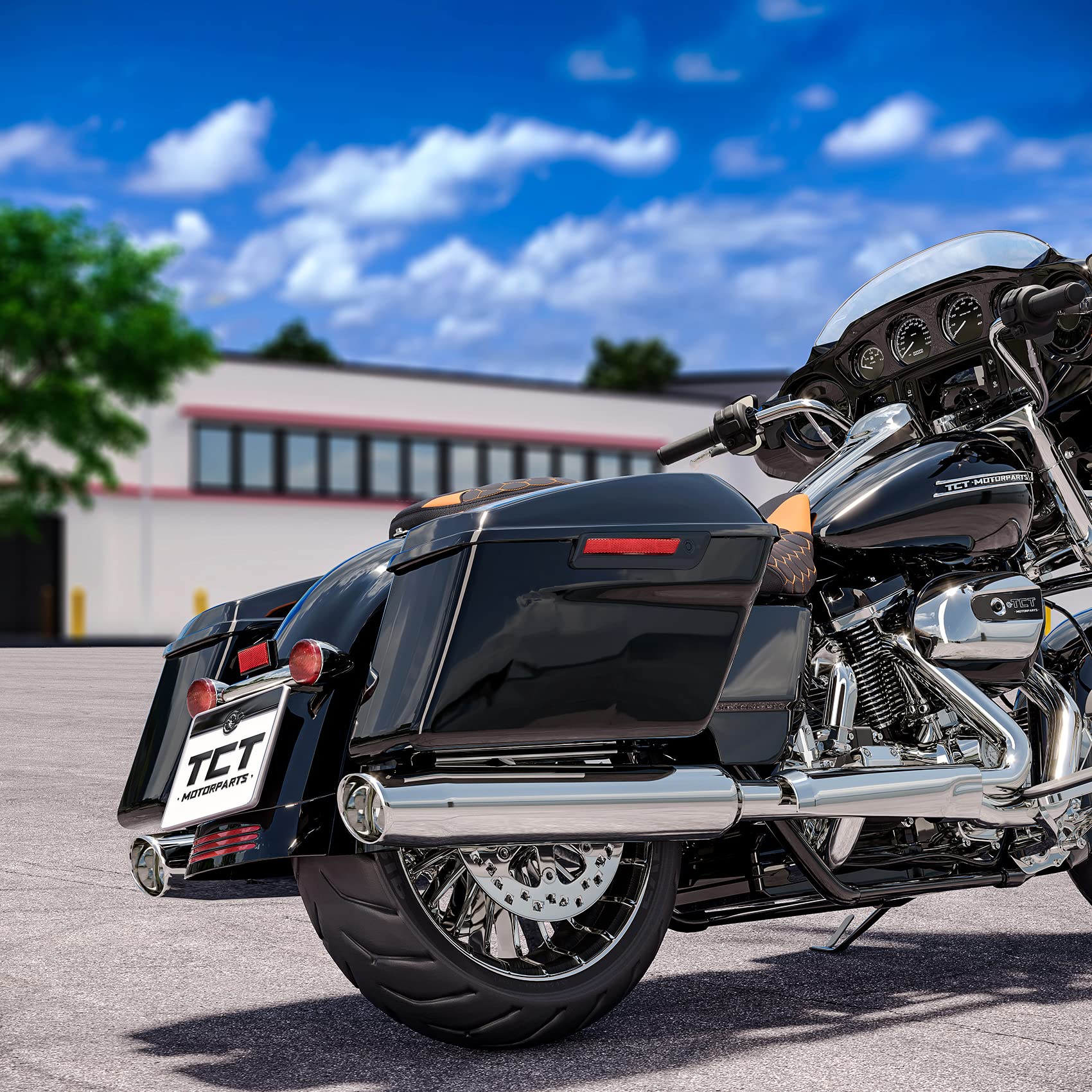 Tct-Motorparts Complete Hard Saddlebags W/Black Latch Fit For Harley Touring Road King Street Electra Glide Ultra-Classic 2014-2