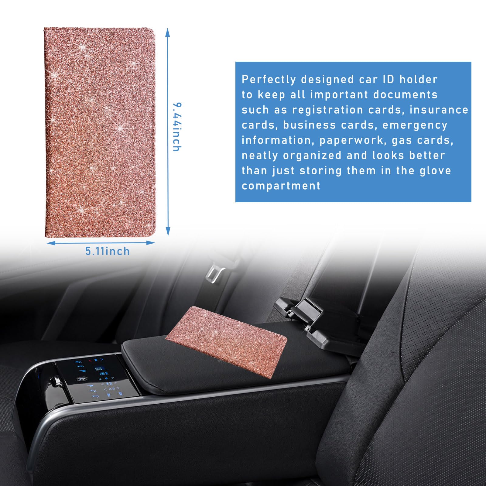 Ziciner Car Registration And Insurance Holder, Auto Card Document Glove Box Organizer With Magnetic Closure, Universal Vehicle I