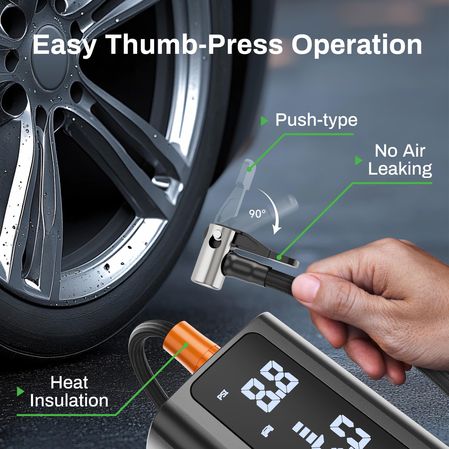 Tire Inflator Portable Air Compressor, Ampbank At003 Auto Air Pump For Car Tires, Tire Inflator 150Psi With 6000Mah Battery, Pre