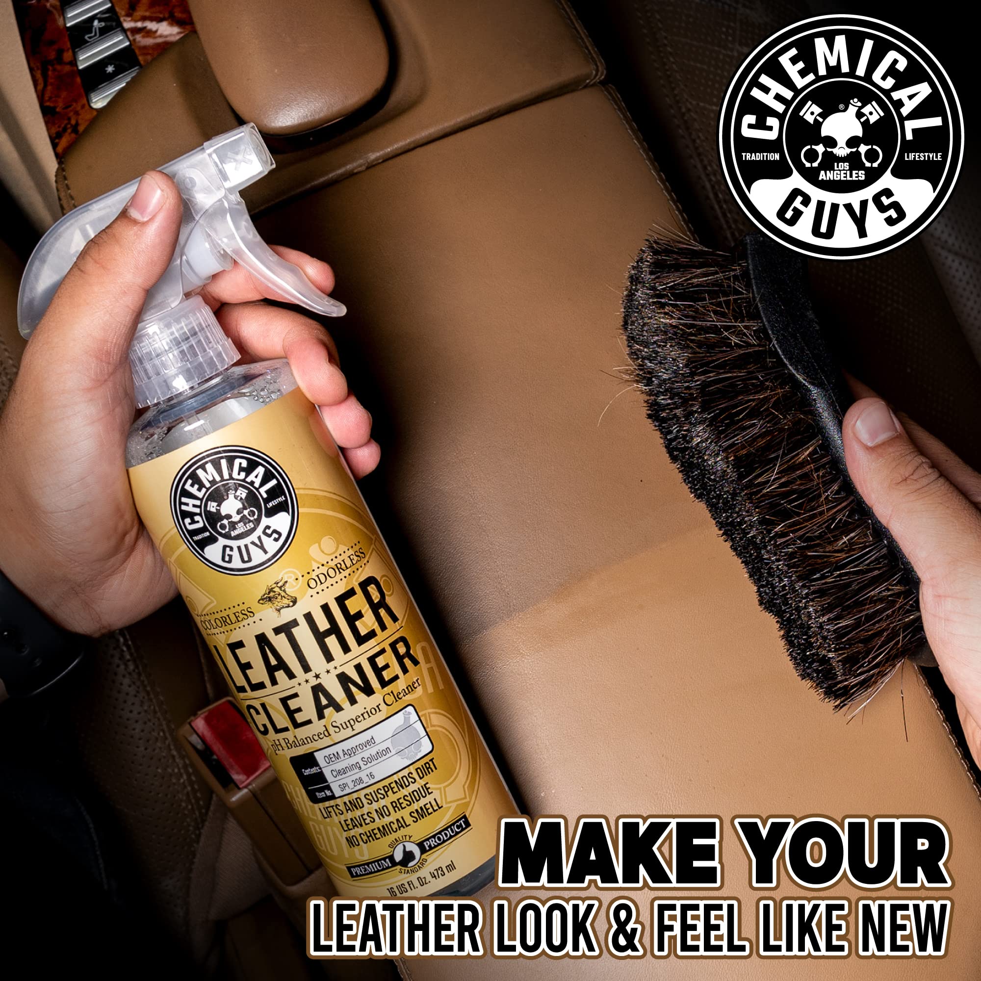 Chemical Guys HOL303 Leather Cleaner and Conditioner Detailing Kit, for Interiors, Apparel, Furniture, Boots, and More (Works on