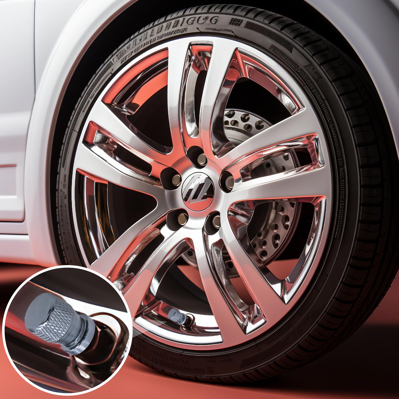 Meajoo 4Pcs Car Tire Valve Stem Caps, Anodized Premium Alloy Air Caps Cover Accessories, Corrosion Resistant Leak-Proof, Univers