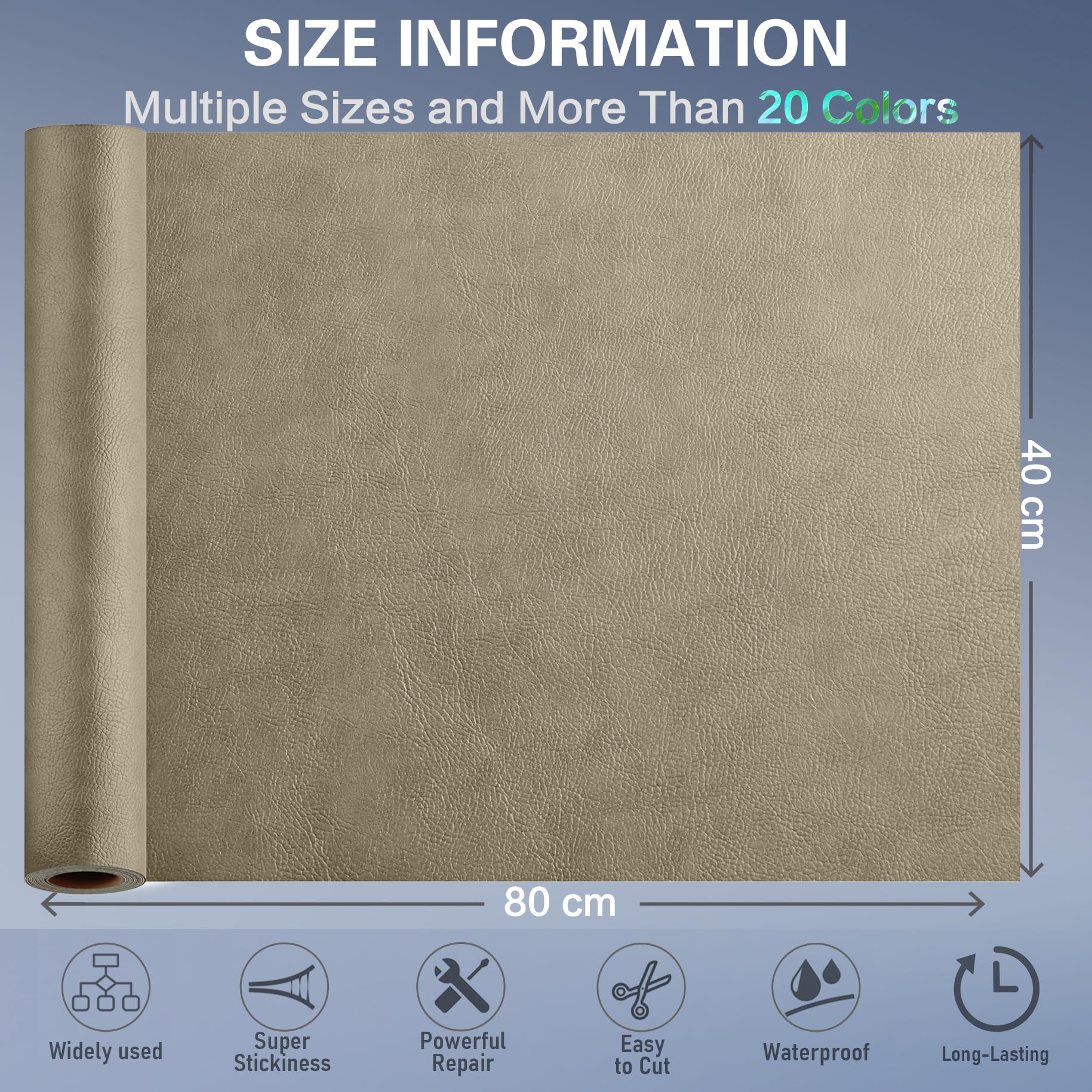 Self Adhesive Leather Repair Patch Kit, 31.3 In X 16 In Large Vinyl Leather Repair Tape For Furniture, Car Seat, Couch, Sofa, Ch