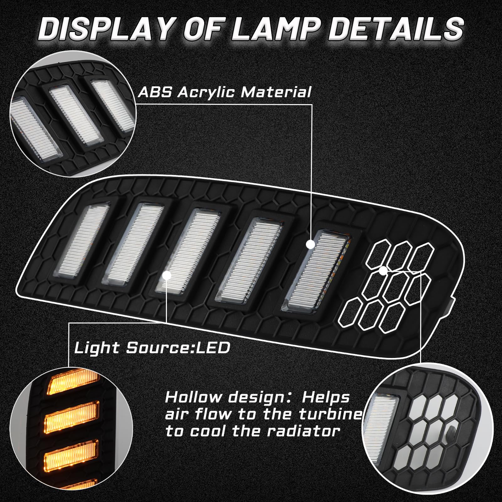 Pgtopone Switchback White/Amber Led Front Bumper Fog Light Drl Amber Sequential Turn Signal Feature Compatible With Mazda Cx-50 Cx50 2023 2024 Replacement Front Bumper Trim