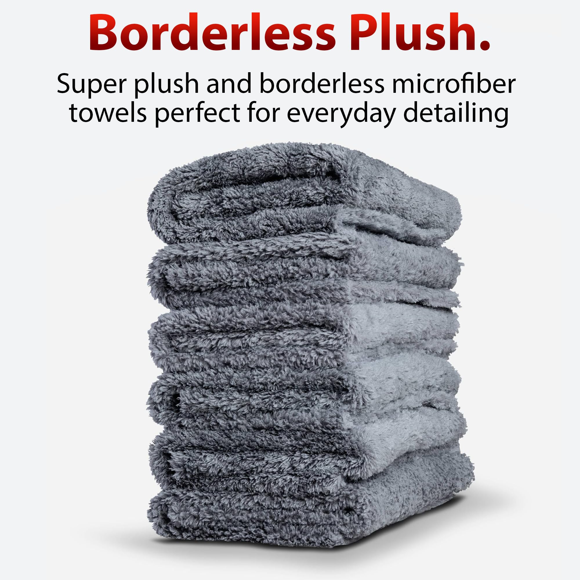 Adam 'S Borderless Grey Microfiber Towel (1Pk) - Premium Ultra Soft Car Detailng Towel Cloths, 480Gsm - Safe For Car Wash, Home