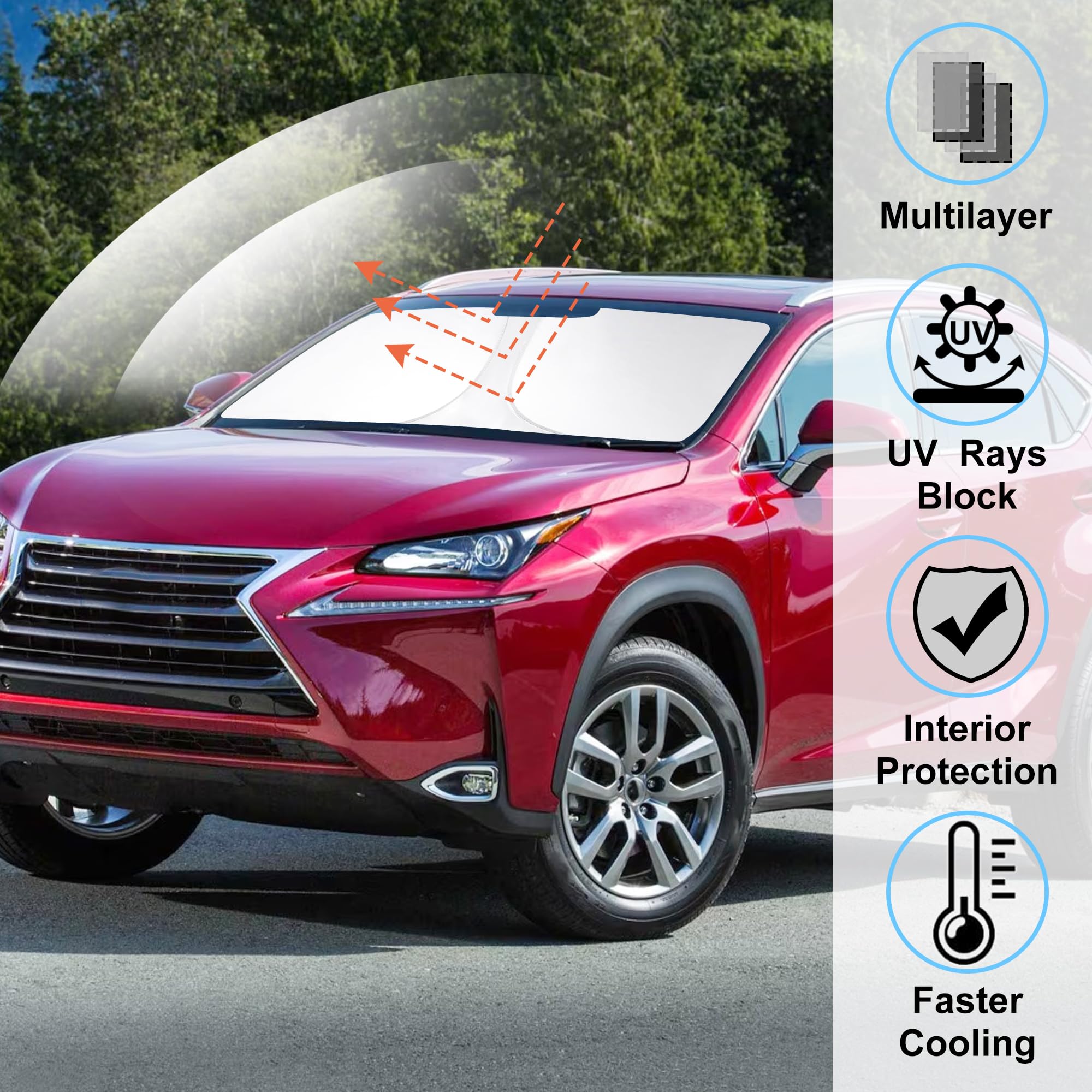 Windshield Sun Shade Custom Fit For 2015-2021 Le Xus Nx300H/Nx300/Nx200T Accessories Foldable Sunshade Sun Blocker Protect Car F