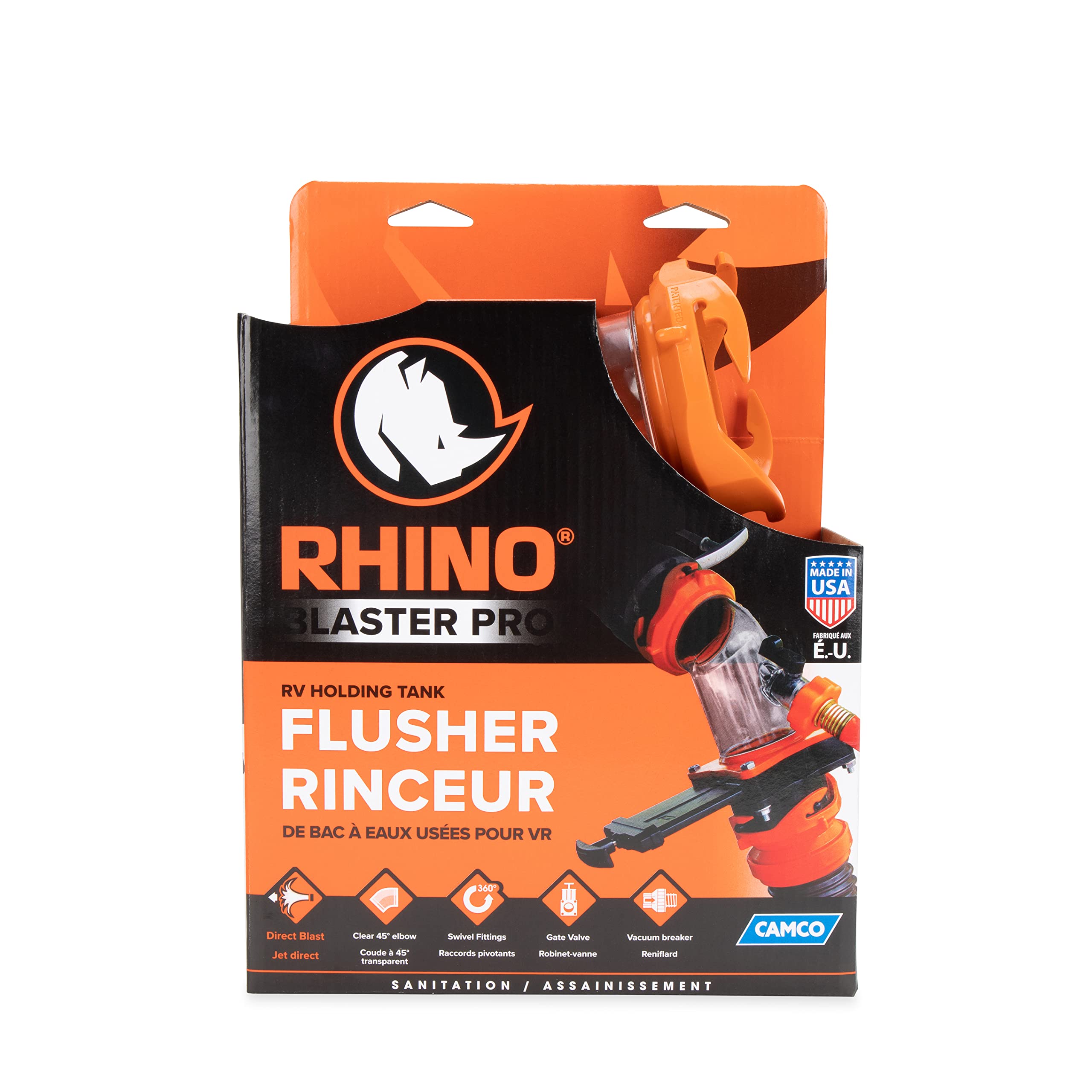 Camco Rhino Blaster Rv Tank Rinser With Gate Valve & Backflow Preventer - Camco Rv Accessories For Waste Tank Cleaning - Essenti