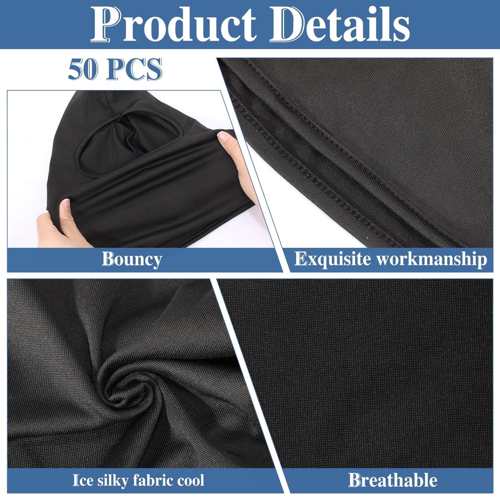 Hercicy 50 Pcs Ski Mask Balaclava Face Mask For Men&Women Full Cover Adjustable For Motorcycle Summer Winter Protection (Black)