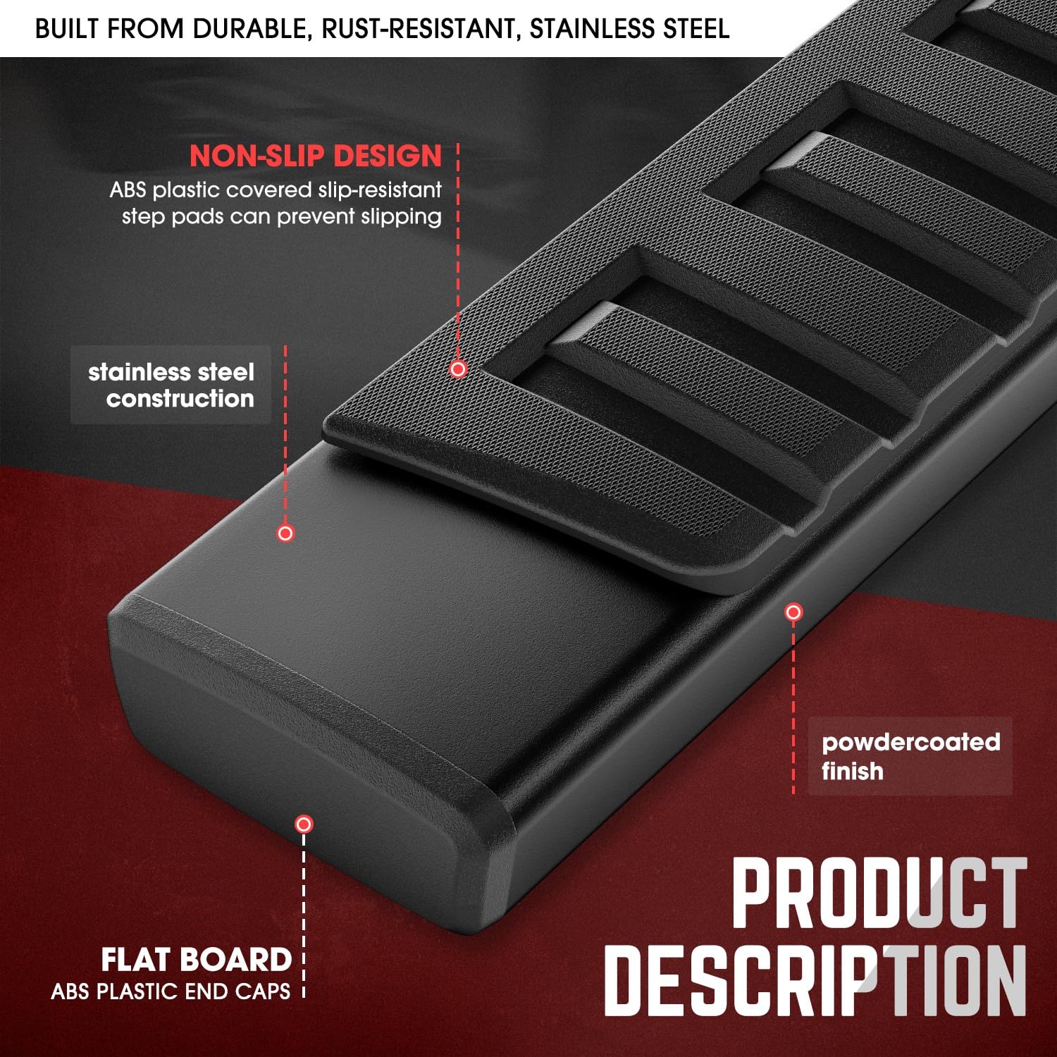 DNA MOTORING 6 Inch Wide Flat Running Boards Side Step Bars Compatible with 2007-2018 Chevy Silverado GMC Sierra 1500/2007-2019