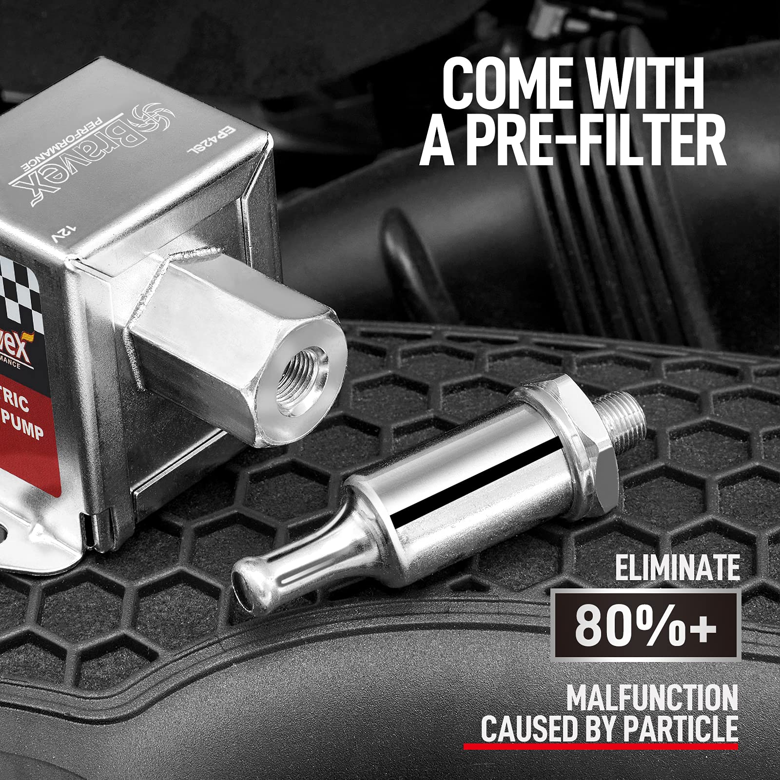 Bravex Inline Electric Fuel Pump Universal Dc 12V Low Pressure 2.5-4 Psi Petrol Diesel (Ep12S)