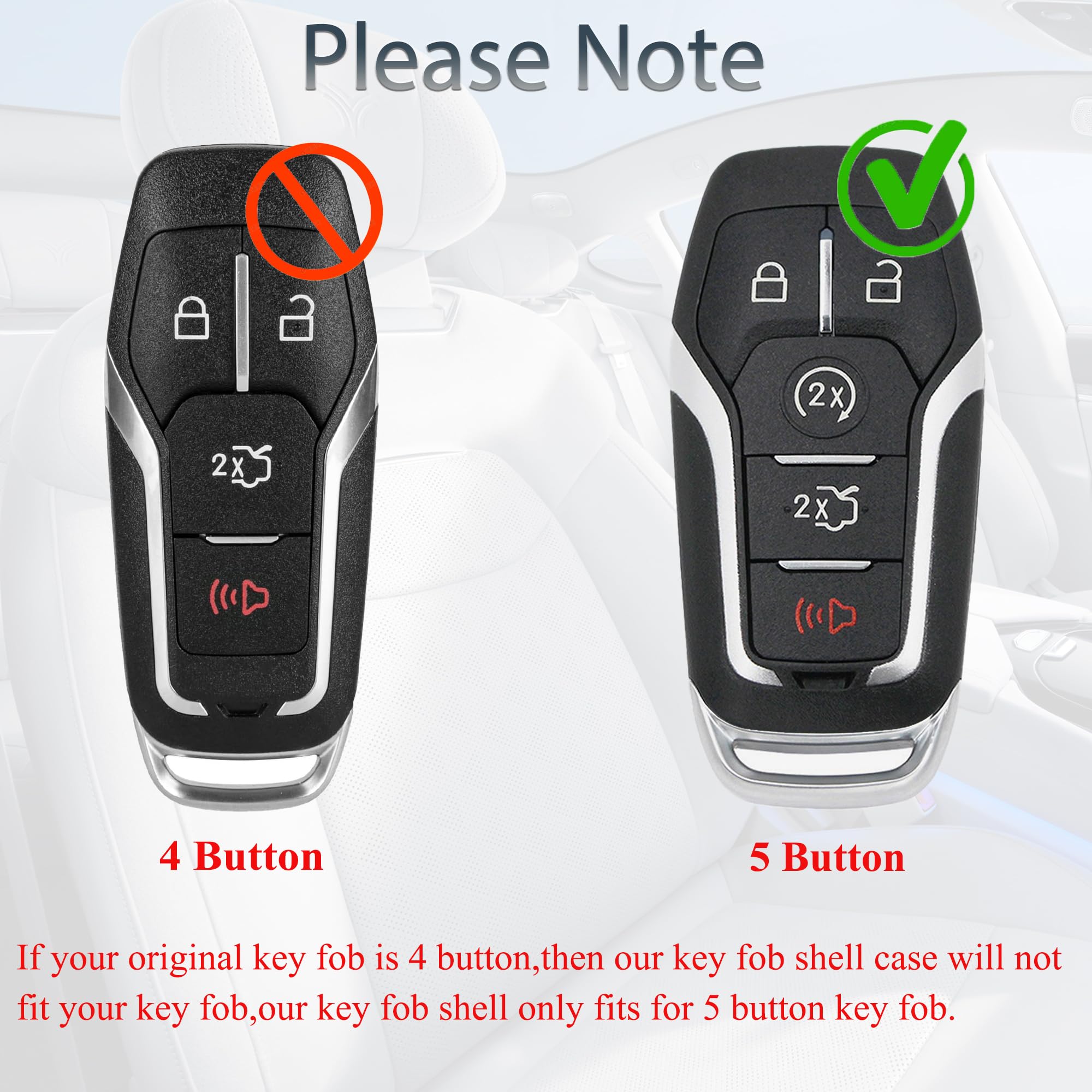 SUPALAND Key Fob Shell Case Replacement Fits for Ford Mustang Fusion Edge Explorer F150 F250 F350 Lincoln MKZ MKX MKC 2014-2017