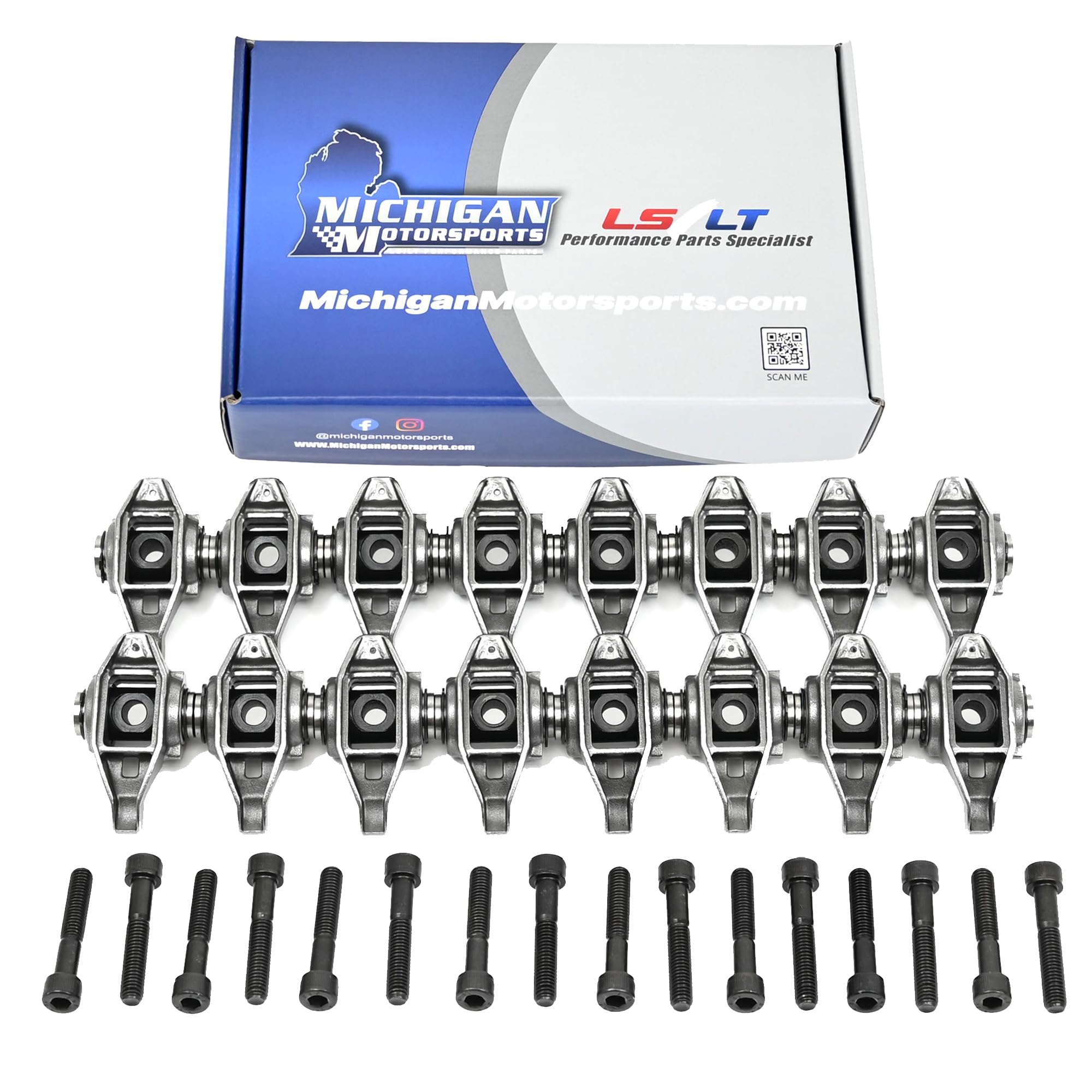 Michigan Motorsports Ls1 Rocker Arms With Upgraded Trunnions | Pre-Assembled For Gm Ls Engines | Fits 4.8 5.3 5.7 6.0 Ls2 Ls6 Lq4 Lq9 Ly5 Lm7 L33 | Enhanced Durability And Performance