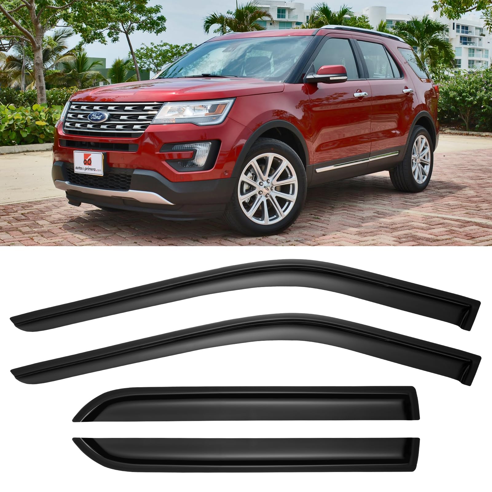 Cxdar Window Rain Guards Visors For 2011 2012 2013 2014 2015 2016 2017 2018 2019 Ford Explorer, Window Vent Wind Shades Deflecto