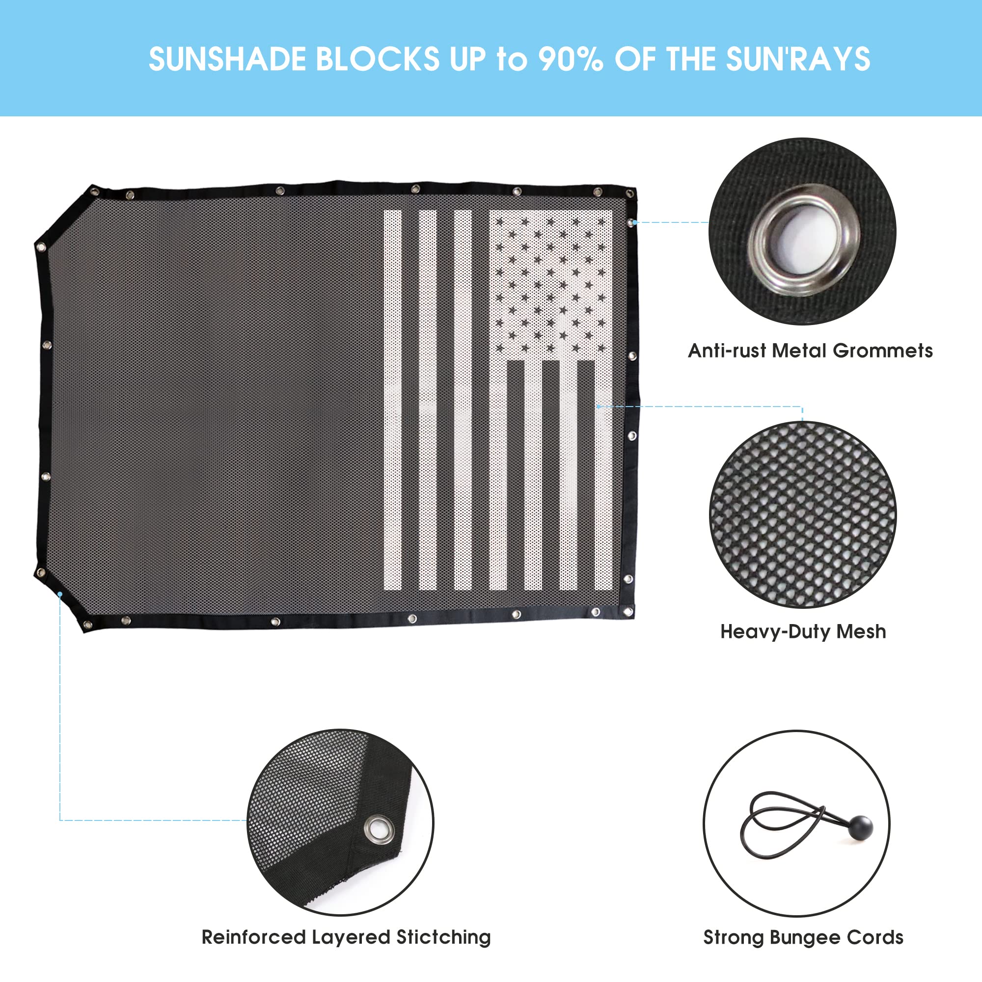 Sukemichi Sunshade for Ford Bronco,Mesh Sun Shade Bikini Top Cover Bimini Top for Ford Bronco Accessories 2021 2022 2023 2024 4