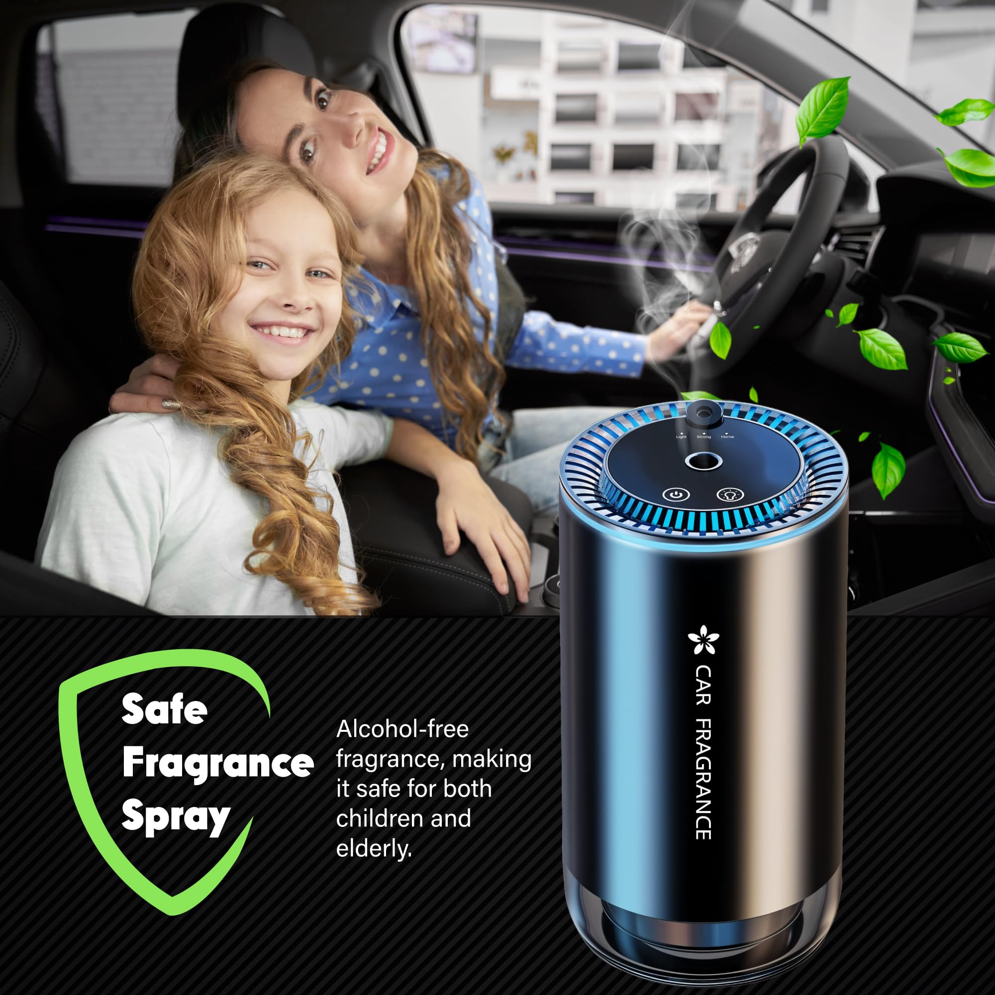 Smart Car Air Freshener - Automatic Essential Oils Aroma Diffuser - Rechargeable Auto On/Off Fragrance Fresheners with Starry Li