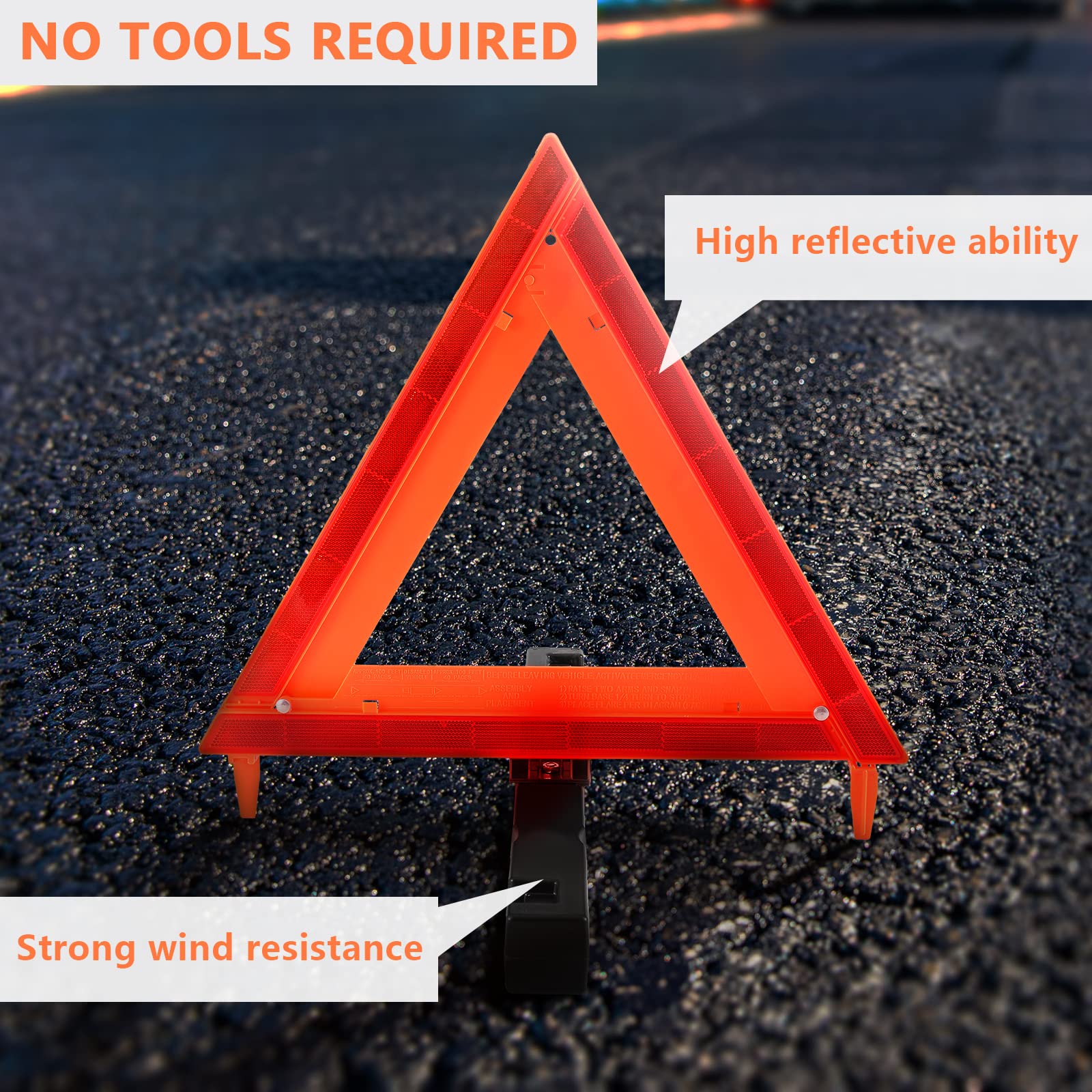 WORKKOOL Safety Triangles DOT Approved, Standard Warning Triangles Enmergency Reflector, Emergency Triangles for Vehicles with C