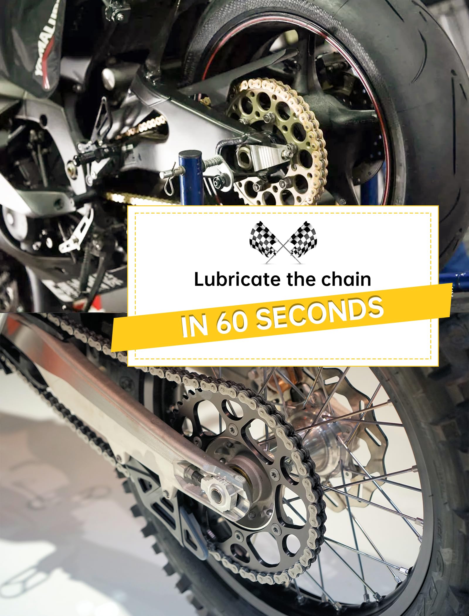 Motorcycle Chain Oiler, Upgraded (#520) Motorbike Chain Gear Oiler Cleaner Spray-On Auxiliary Motorcycle Chain Tool For Daily Care Compatible With Most Chain Lube Can