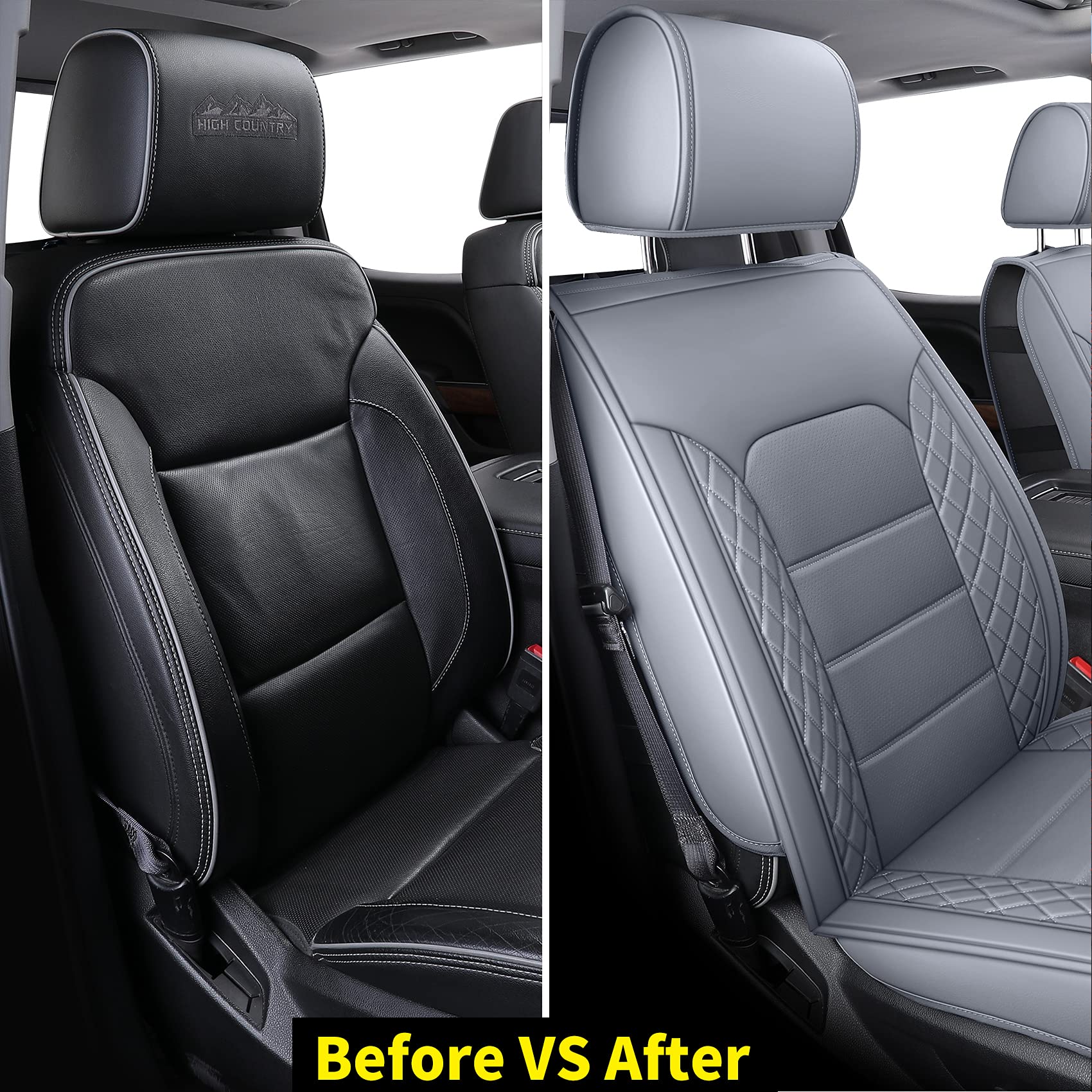 Luckyman Club Chevy Silverado/Sierra Seat Covers X04-S3 Full Set, Fit 2007-2013&2019-2025 1500/2008-2014&2020-2025 2500 Hd/3500