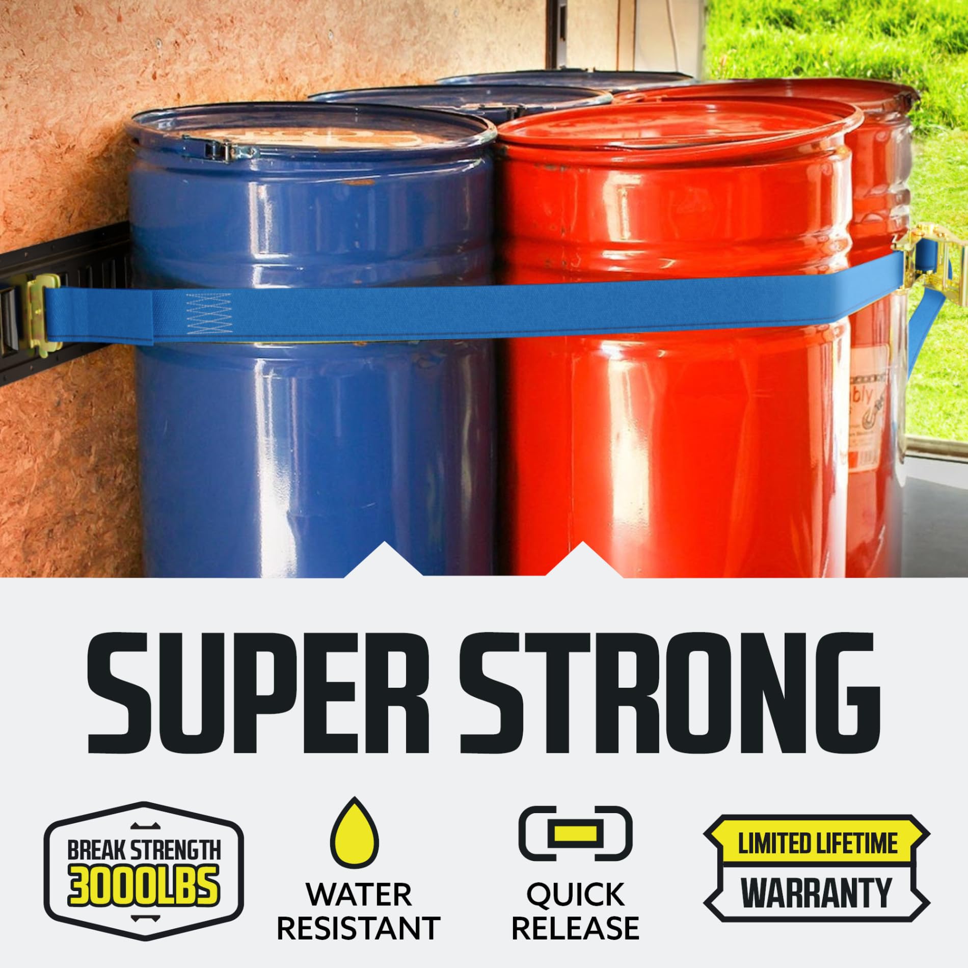 Dc Cargo Mall E Track Ratchet Straps Cargo Tie-Downs, (Pack Of 8) 2 X 20 Heavy Duty Blue Tie-Down Rachet Straps, Strong Ratchet