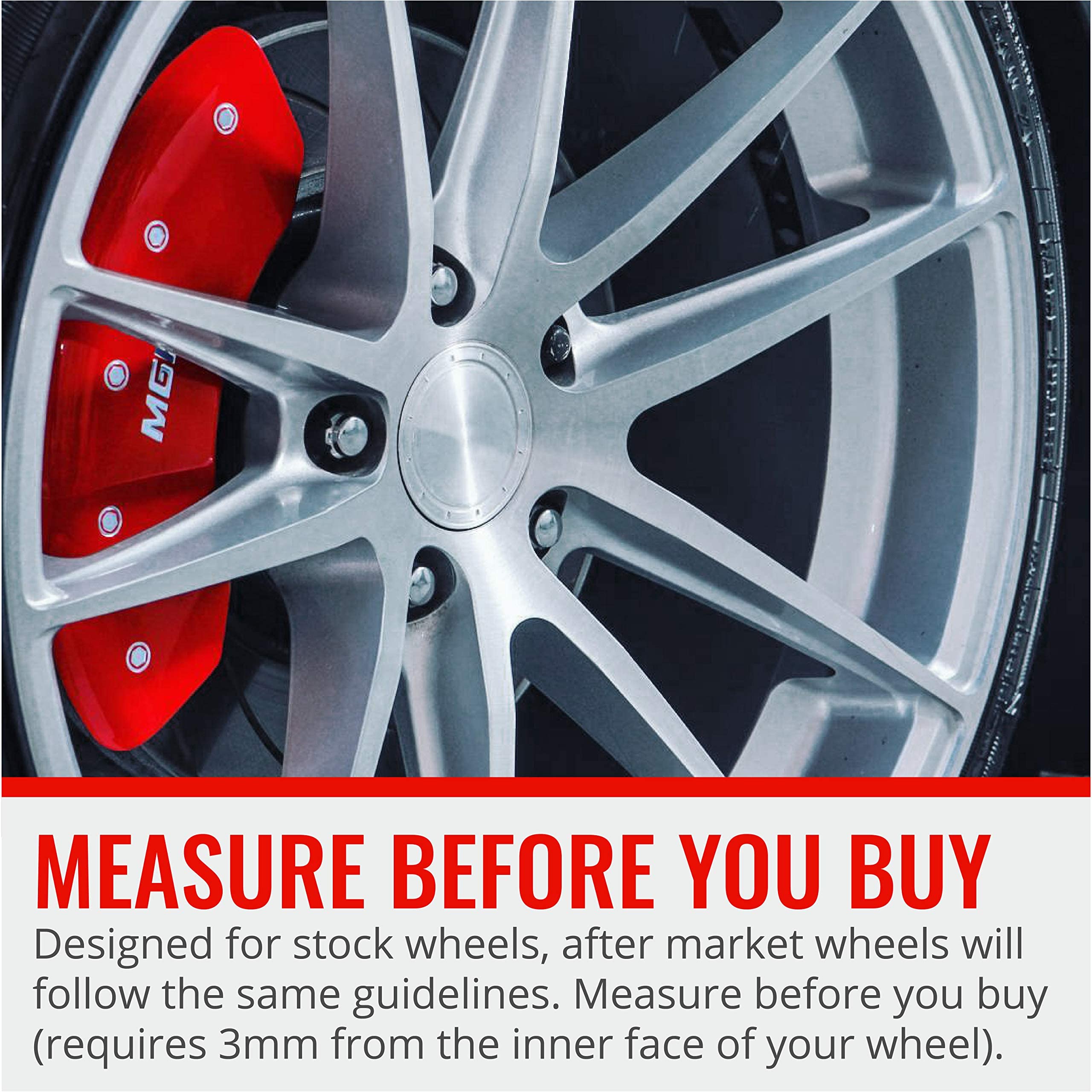 Mgp Caliper Covers - Brake Caliper Covers 2011-2018 Ram 1500 2013-2023 Ram 1500 Eco Diesel 2019-2021 Ram 1500 Classic 2022-2023 Ram 1500 Classic (55001S) Front And Rear Set - Ram Logo - Red