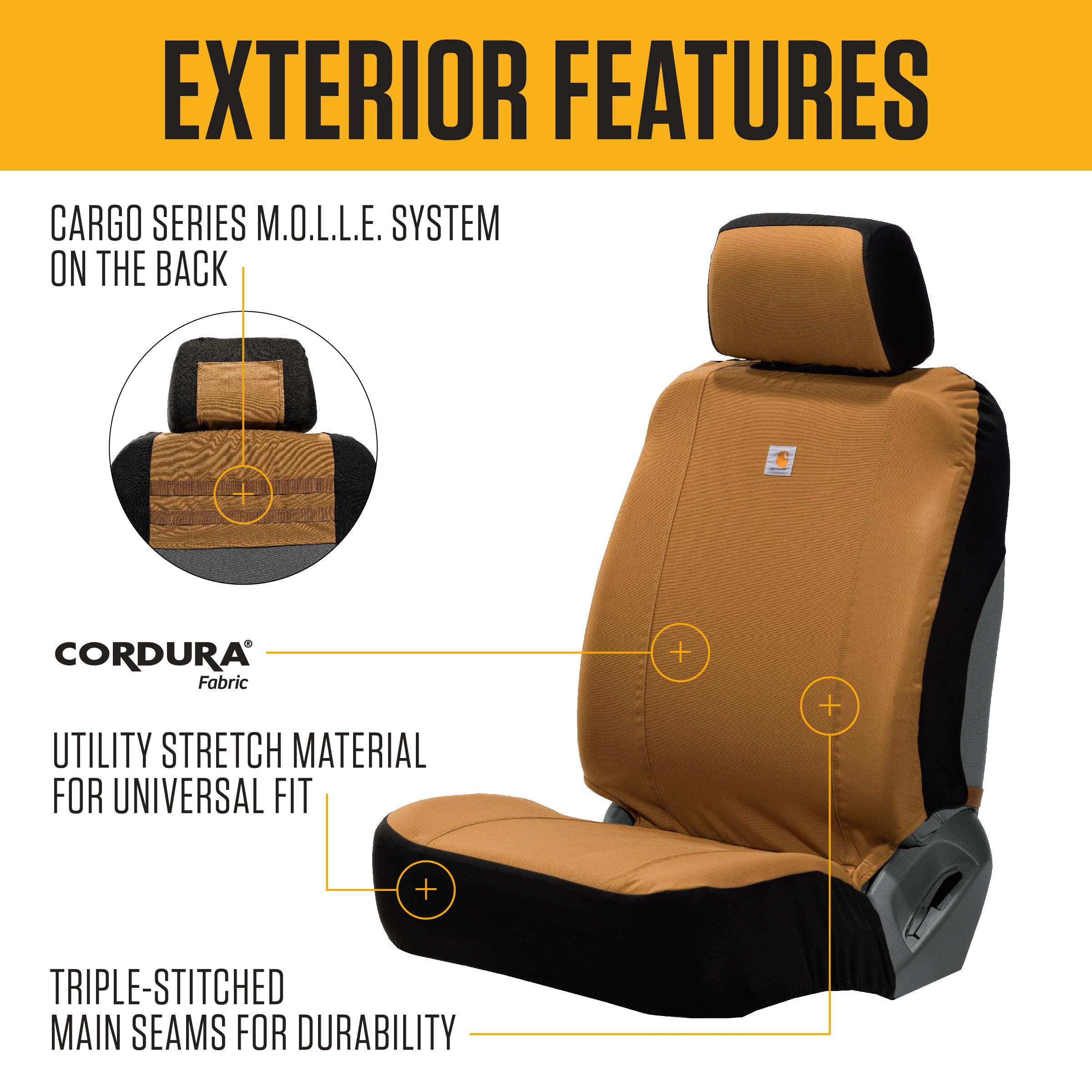 Carhartt Universal Nylon Duck Canvas Fitted Bucket Seat Covers, Durable Seat Protection With Rain Defender, Bluestone