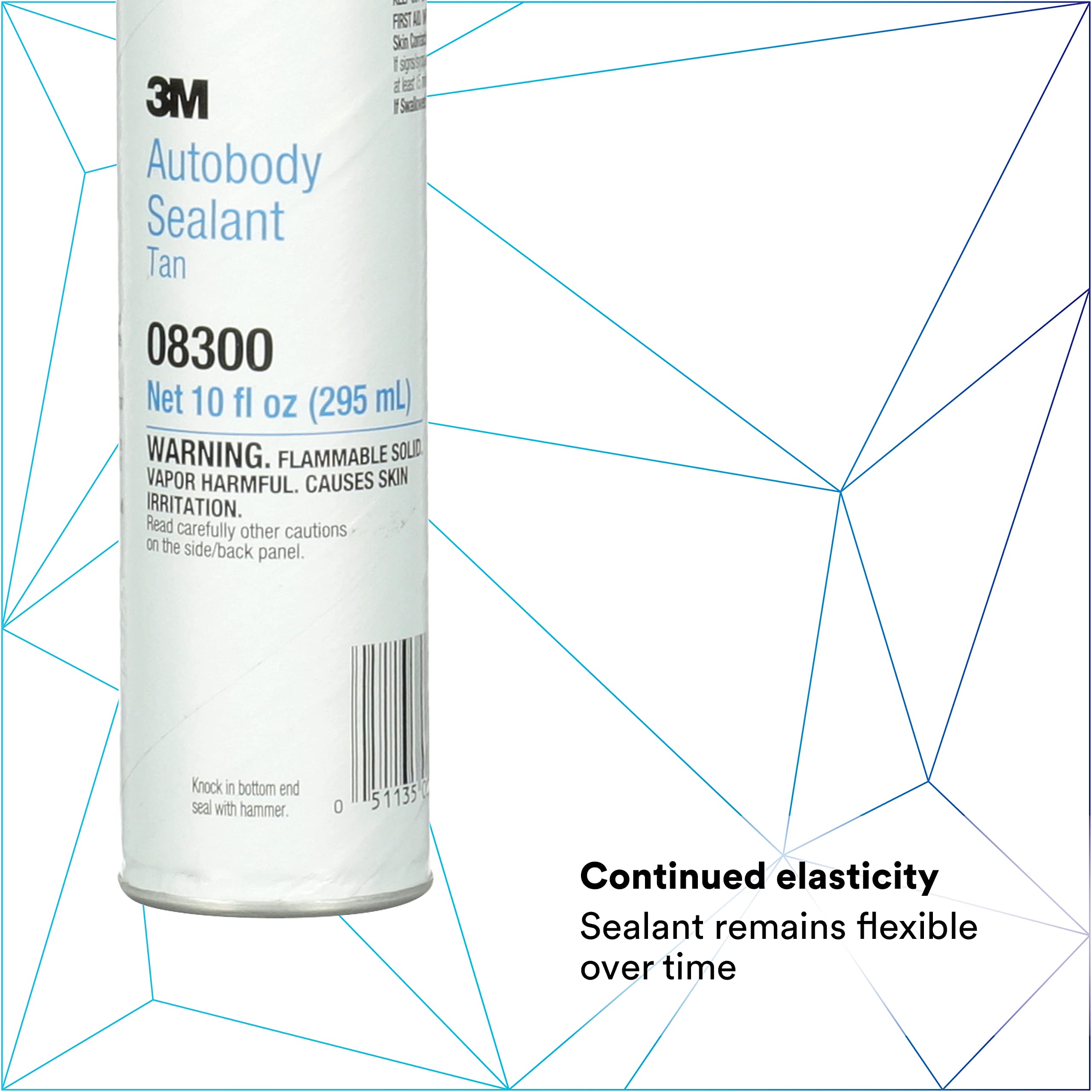 3M Ultrapro Autobody Sealant, 08300, Tan Color, High-Solids, Heavy-Bodied, Fast-Curing, Solvent-Based, 1/10 Gal/10 Fl Oz Cartrid