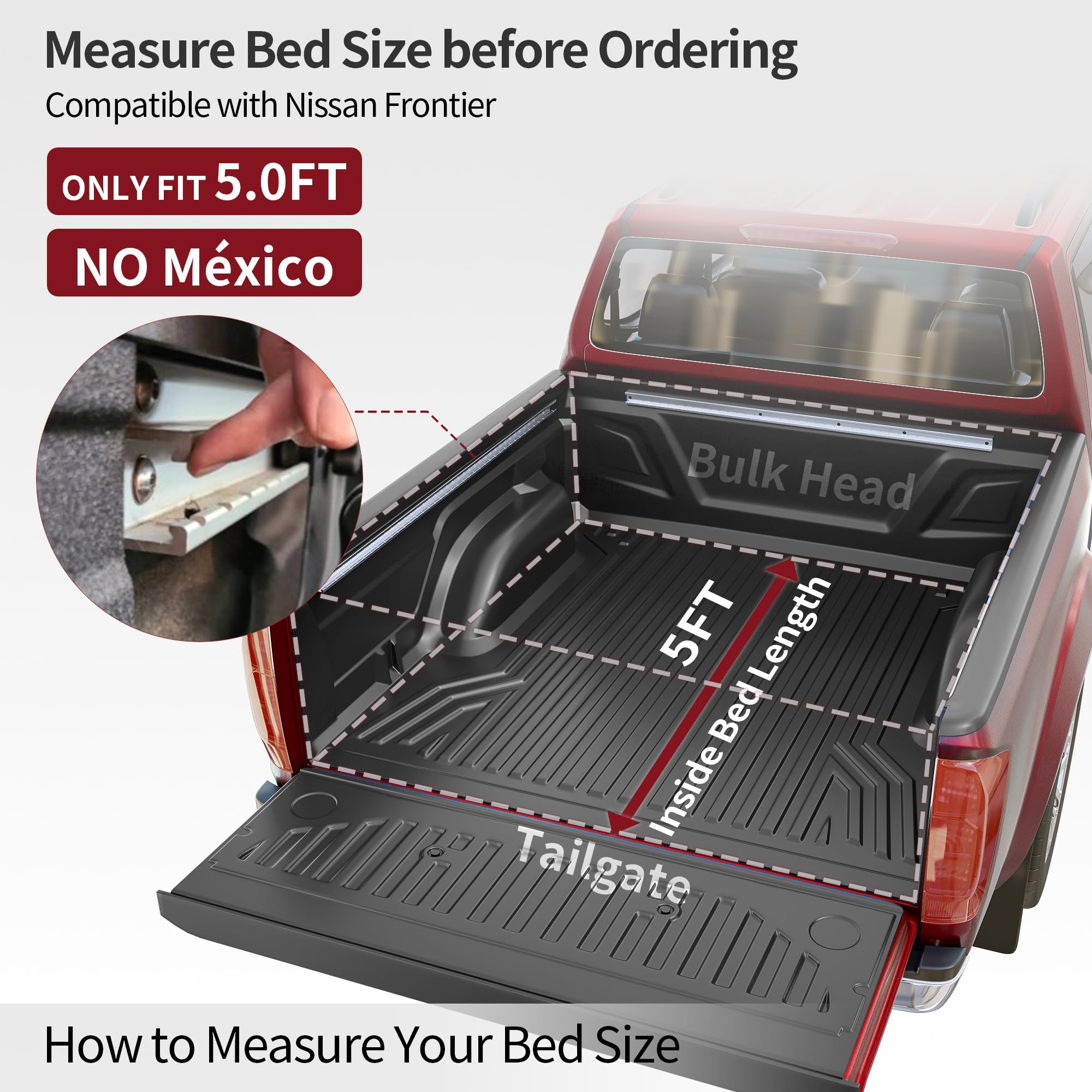 Oedro Soft Roll Up Truck Bed Tonneau Cover Compatible With 2005-2025 Nissan Frontier(Not For M  Xico), Fleetside 5 Feet Bed