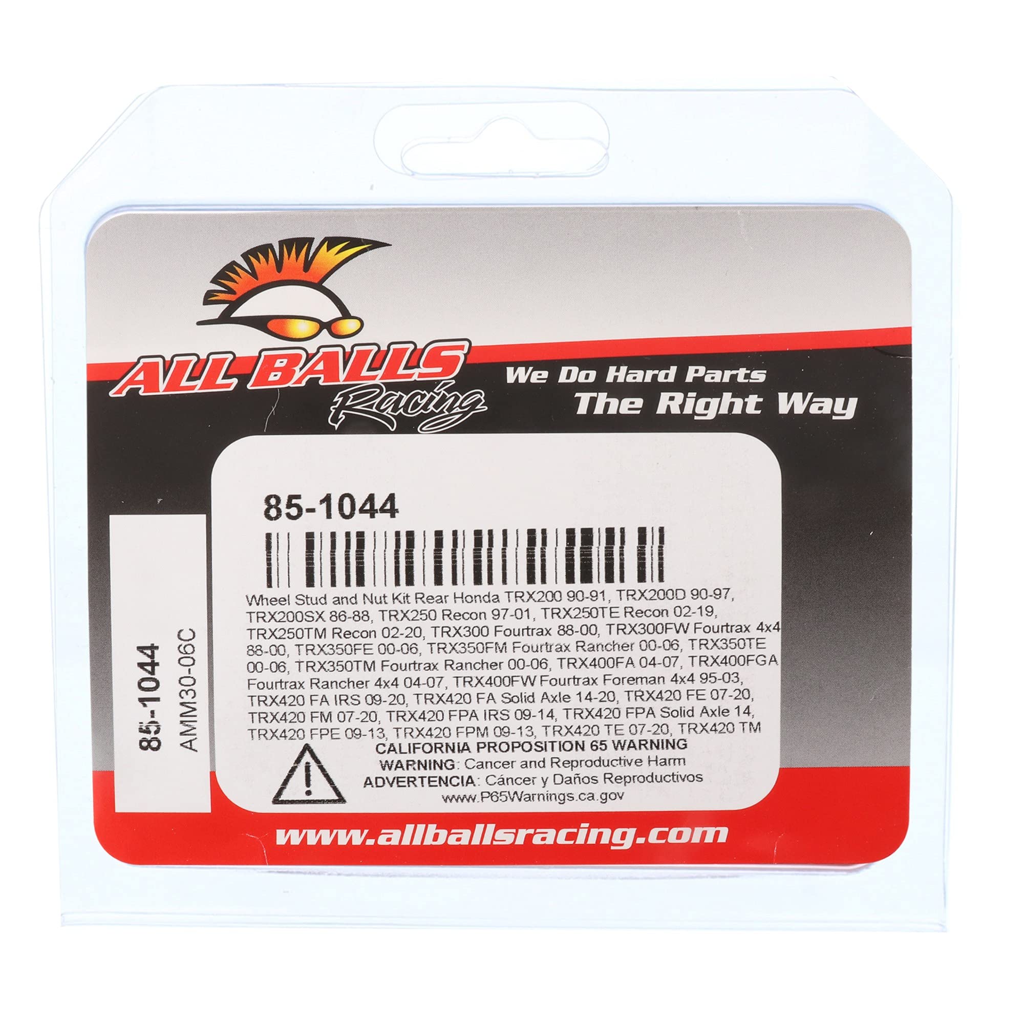 All Balls Racing Wheel Stud And Nut Kit 85-1044 Compatible With/Replacement For Honda Trx200 1990-1991, Trx200D 1990-1997, Trx200Sx 1986-1988, Trx250 Recon 1997-2001
