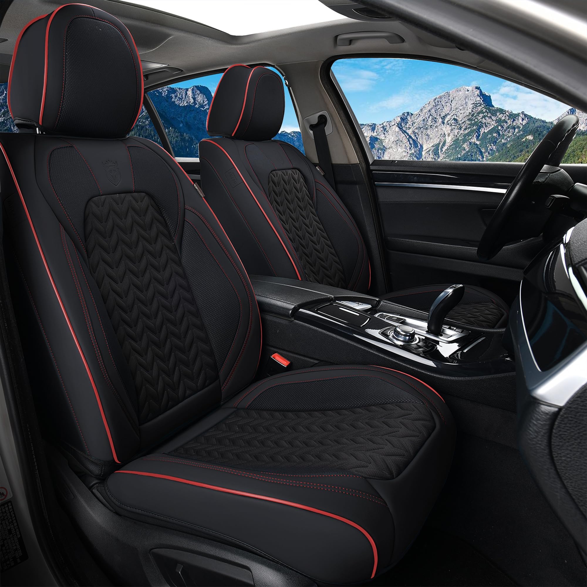 Coverado Front Seat Cover, Car Seat Cover Winter, 2Pcs Car Seat Protector, Seat Covers For Cars, Breathable Faux Leather Car Sea