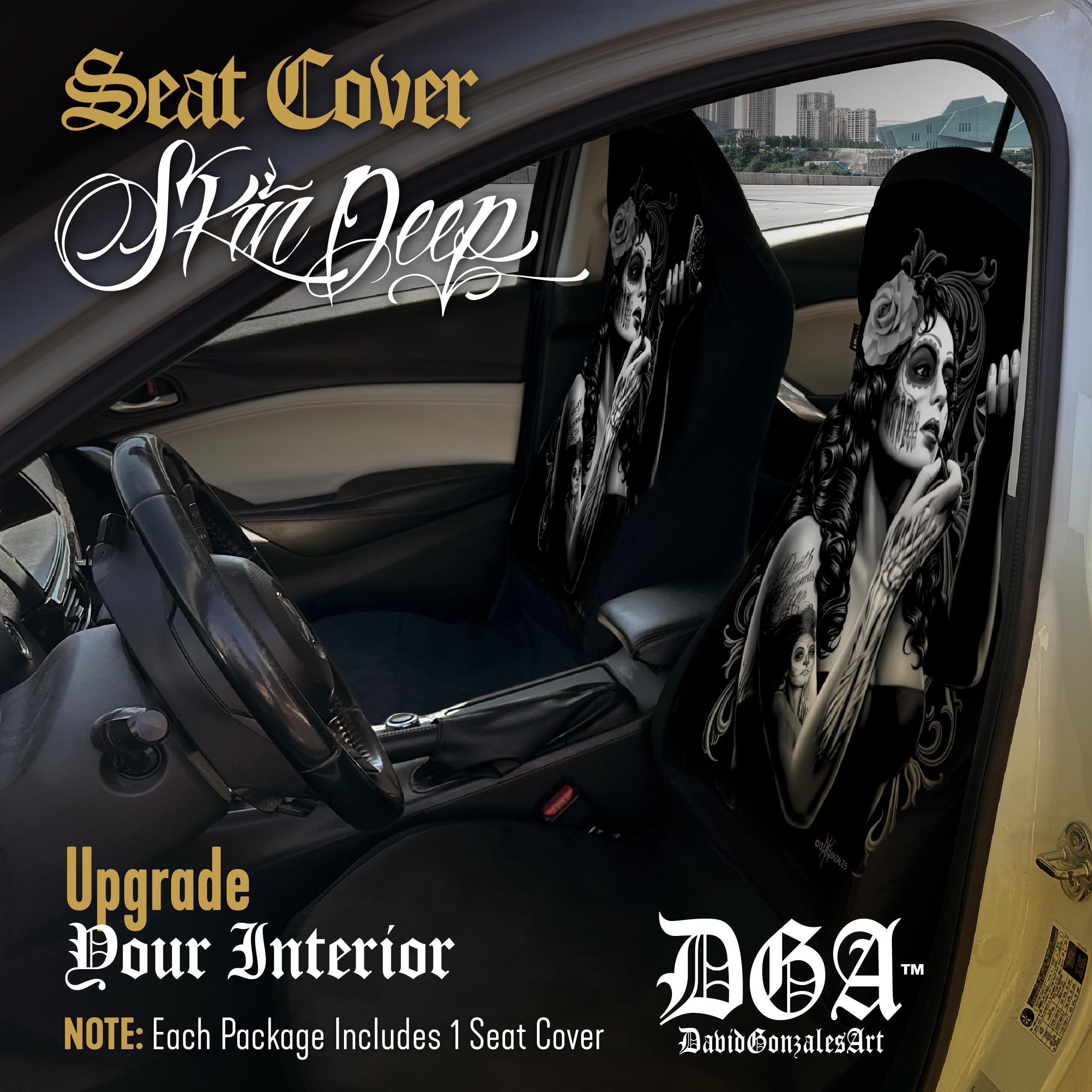 Bell Automotive 22-1-70274-9 David Gonzales Universal Bucket Seat Cover, Skin Deep Design