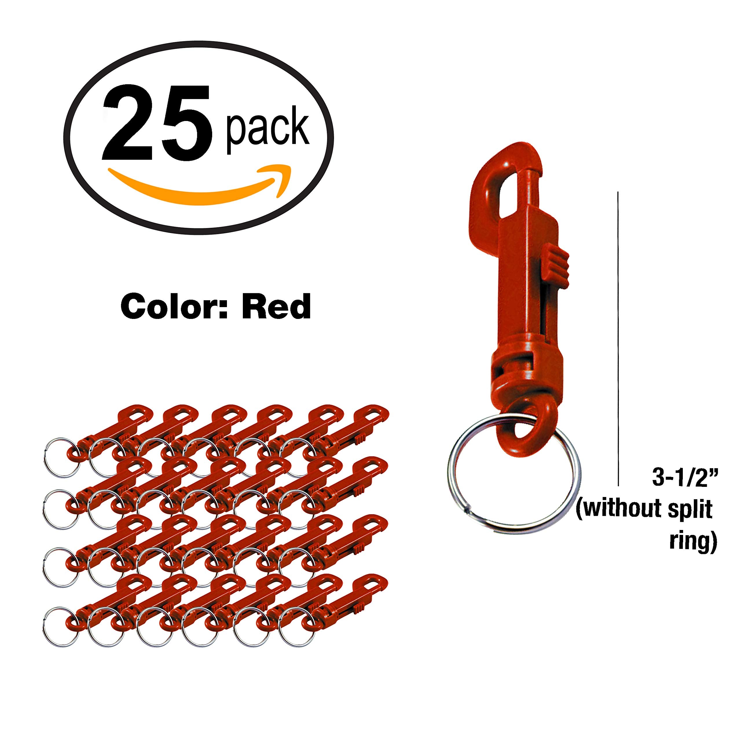 Lucky Line Plastic Key Clip For Backpacks, Belts, Keys, Party Favors, Arts And Crafts, Red, 25 Per Bag (41570)
