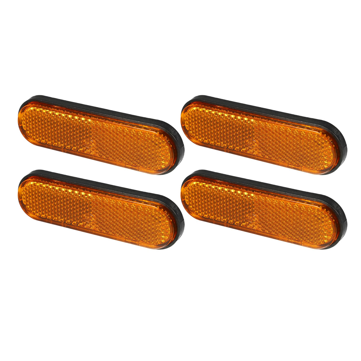 Partuto 4Pcs 3.98'X1.18' Universal Reflector - Oval Motorcycle Bike Safety Reflector Increase Visibility And Safety On The Road - Plastic Orange