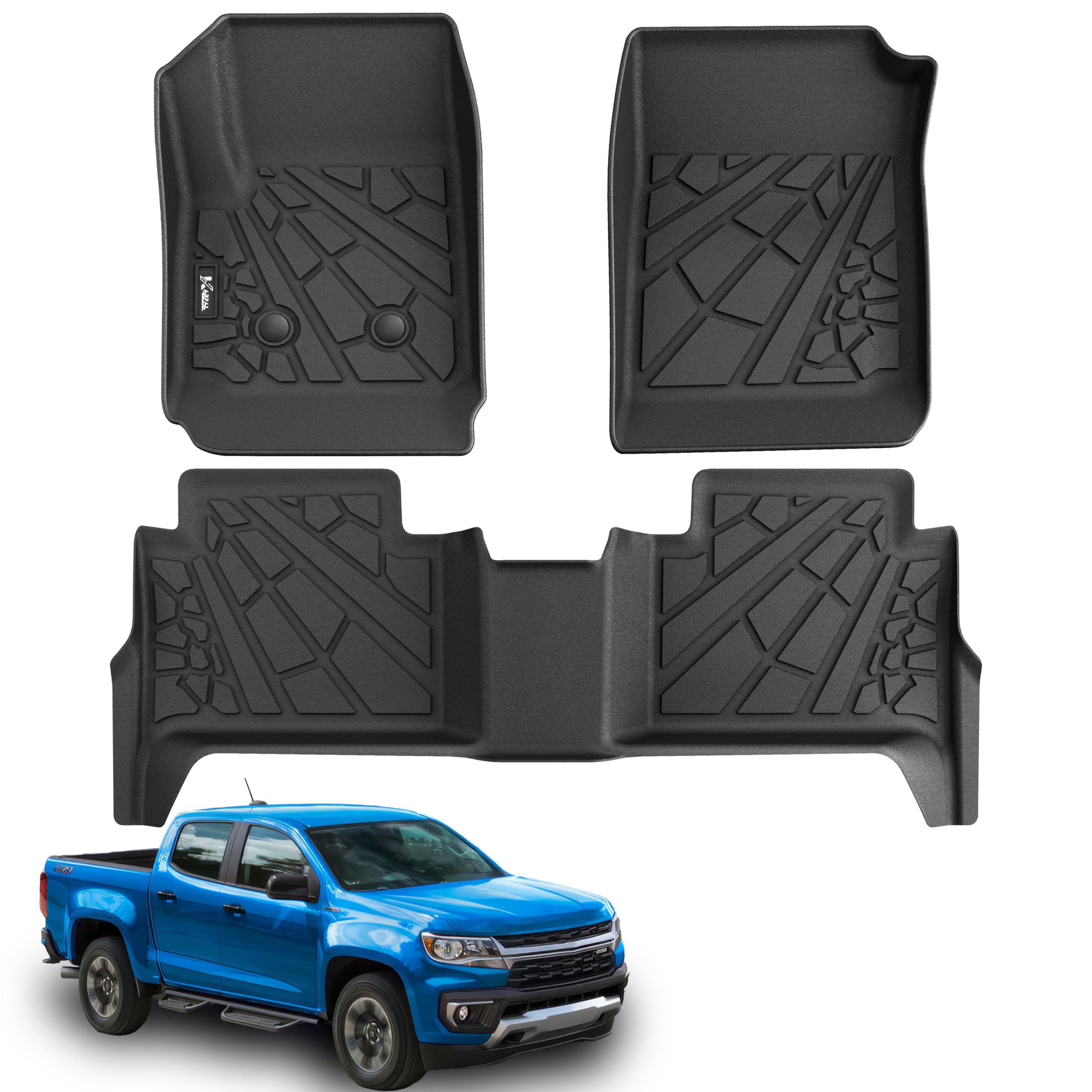 Karpal Floor Mats Fit For 2015-2022 Chevrolet Chevy Colorado/Gmc Canyon (Crew Cab),Custom Fit Colorado Floor Mats Liner Front & 