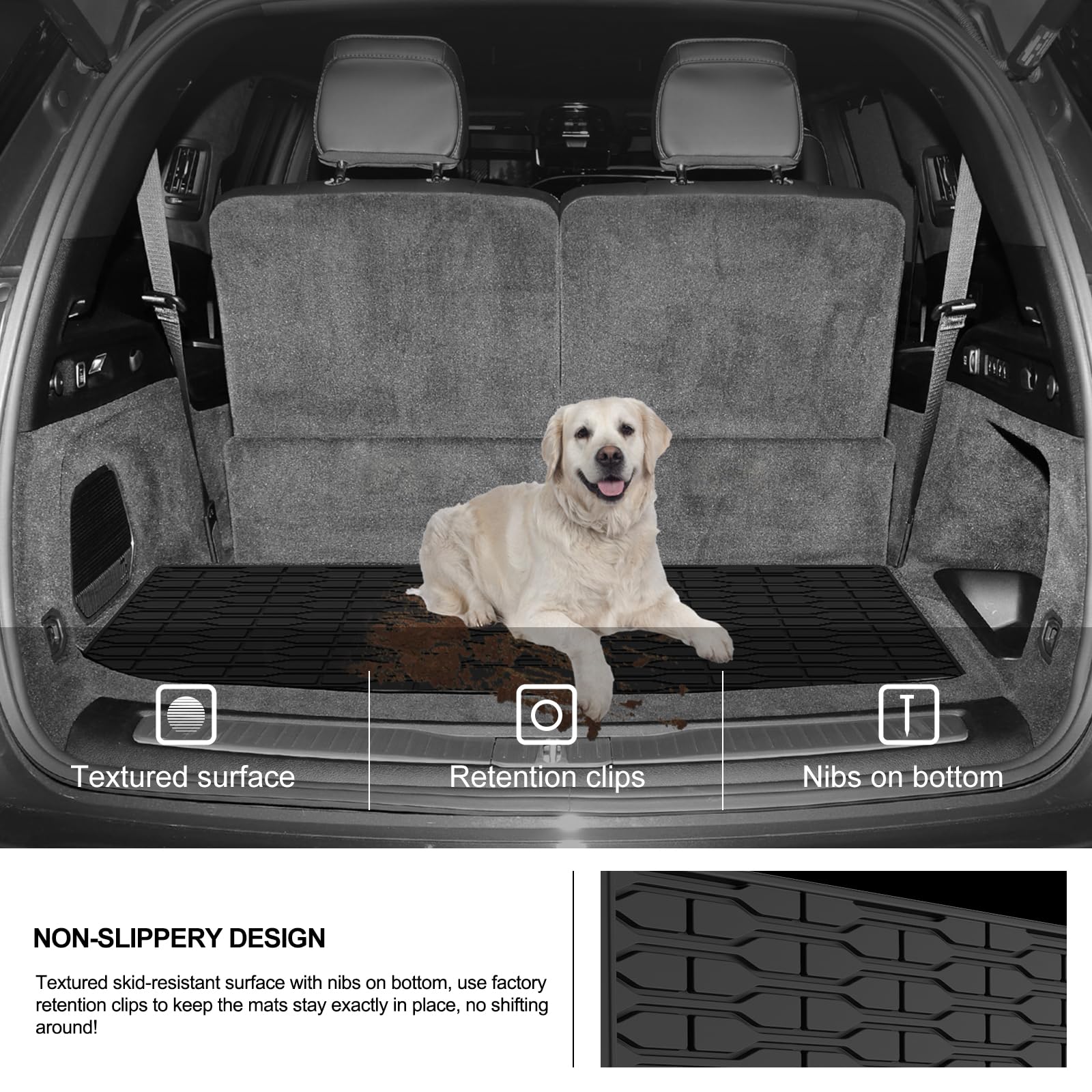 KIWI MASTER Floor Mats & Cargo Liner for 2021-2025 Jeep Grand Cherokee L OEM Replacement 82216640AA 82216646AA All Weather Custo