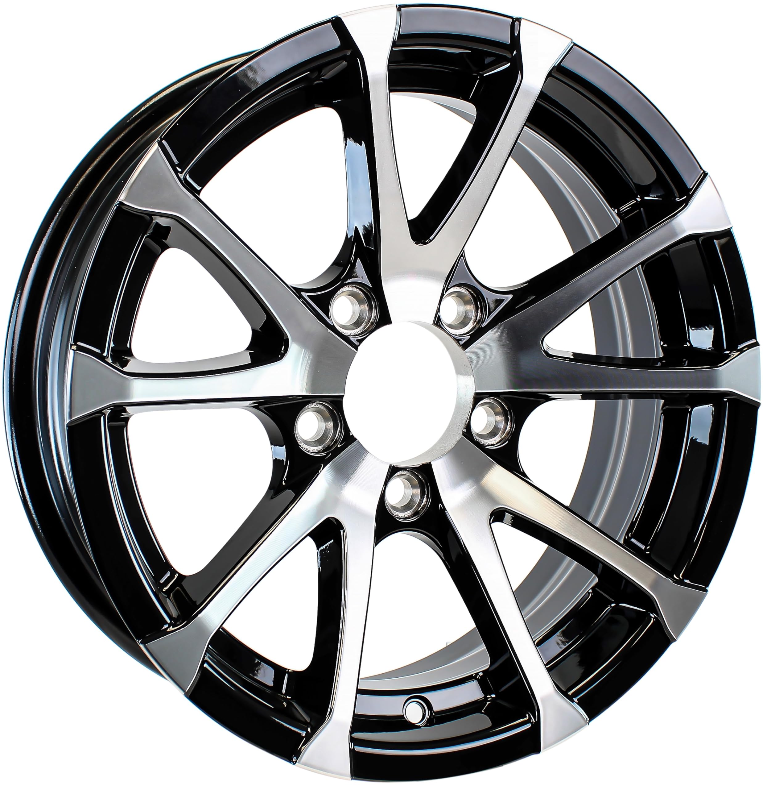 eCustomrim Aluminum Boat Camper Trailer Rim Wheel 5 Lug 14 Avalanche Black V-Spoke