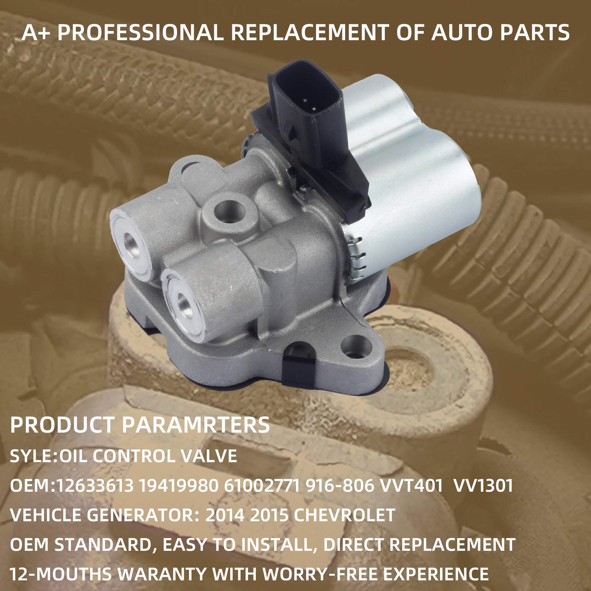 Dasbecan Engine Variable Timing Oil Control Valve Vvt Solenoid Compatible With Chevrolet Chevy Malibu Impala 2.5L 2014 2015 Replaces# 12633613 19419980 916-806 918-806