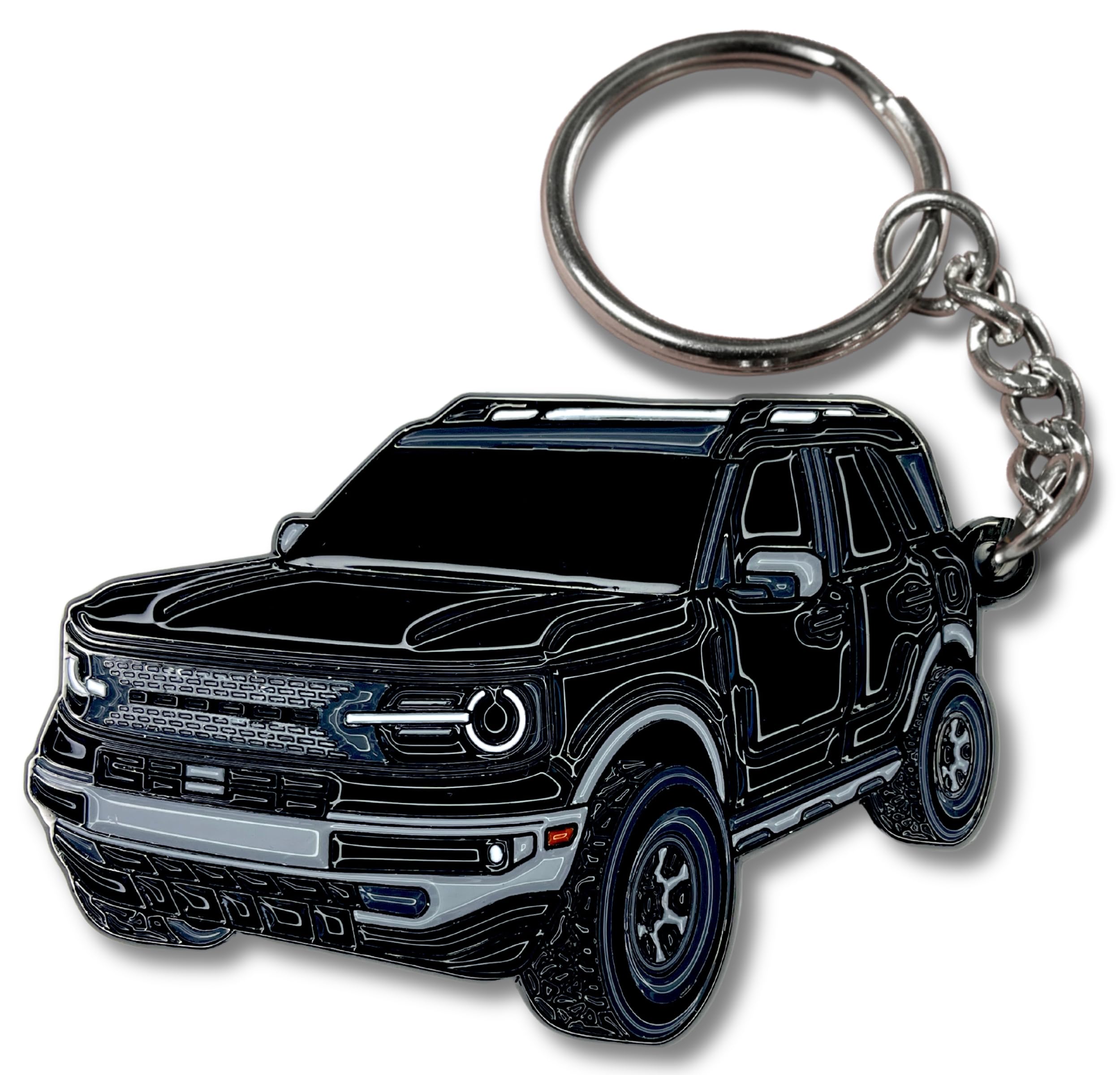 Four Wheel Beast Bronco Sport Keychain Compatible With Ford Bronco Accessories 2023 2024 4 Door Key Chain Fob Gift (Black)