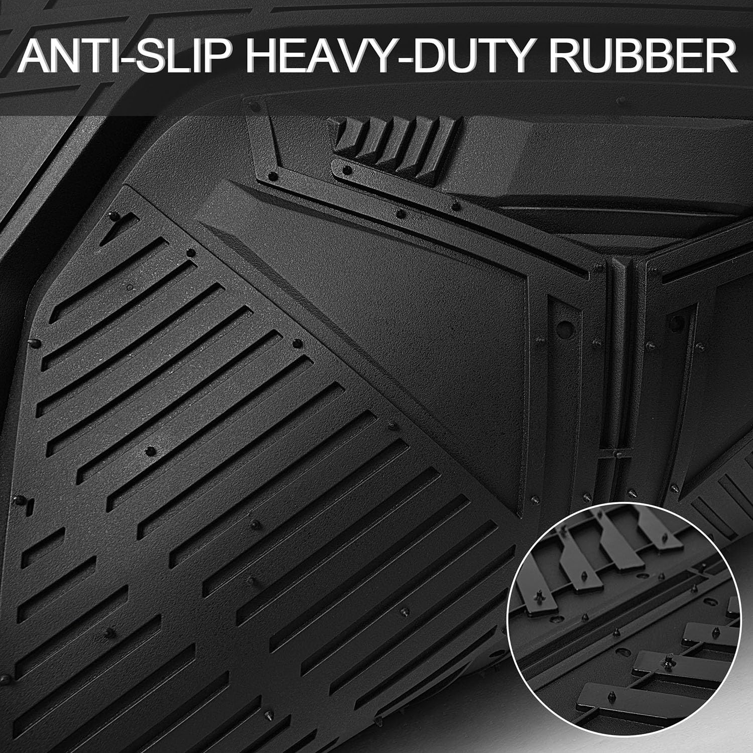 Car Pass Heavy Duty Rubber Car Mats, Deep-Dish All Weather 3 Row Car Floor Mats For 7 Seater 8 Seats 2Nd & 3Rd Row, Waterproof A