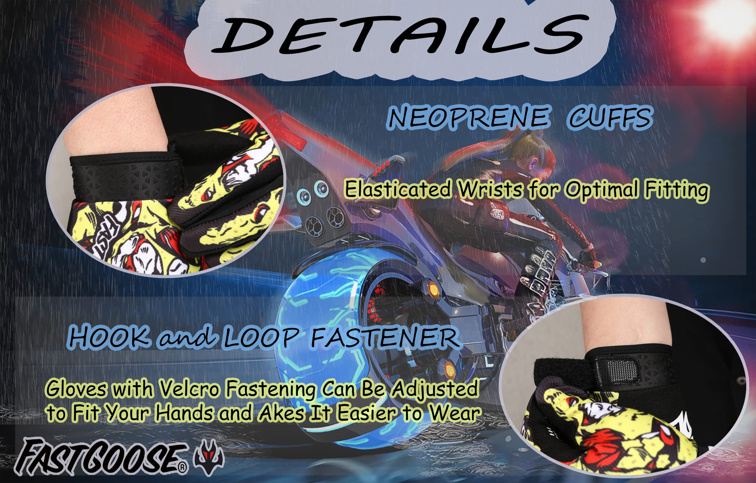 FASTGOOSE Skeleton-Paw Motorcycle Gloves for Men & Women, Men's Cycling Gloves Breathable Biker Gloves for ATV BMX MTB Motocross