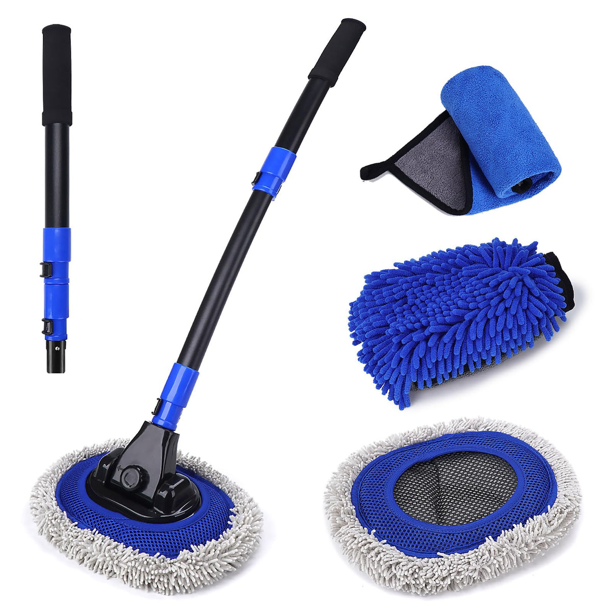 Ultimate Car Wash Brush With Long Handle  15-Degree Curved Pole Design  Microfiber Brush Head  Adjustable Length  Wide Applicati
