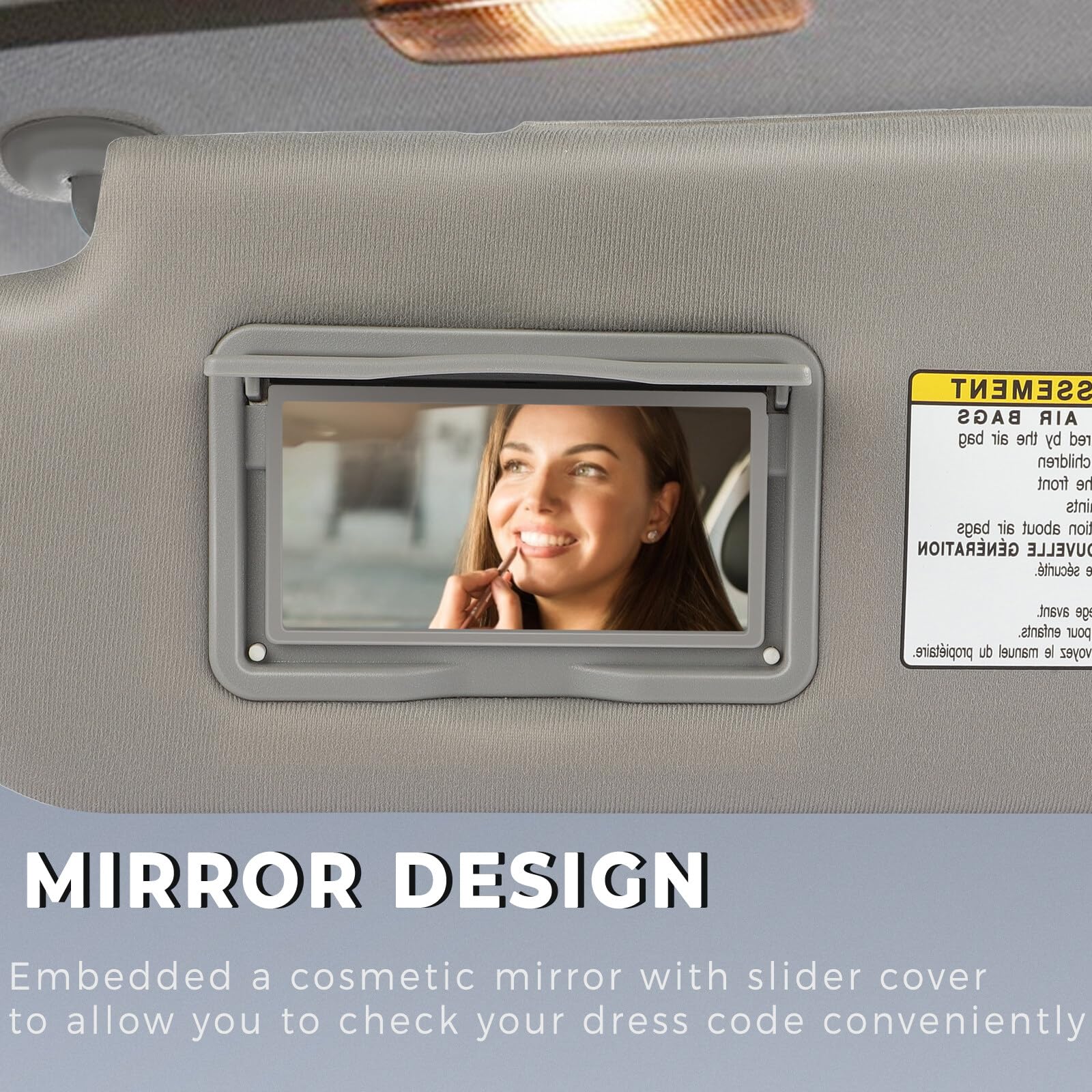 Scitoo Gray Right Passenger Side Auto Sun Visor Assembly Fit For 2006-2008 For Hyundai Sonata With Sunroof